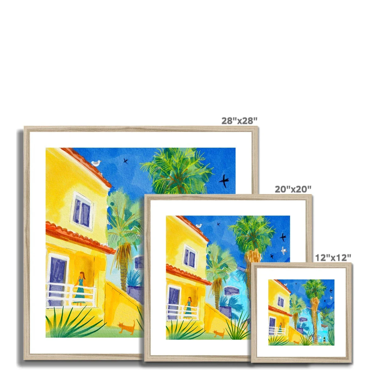 John Dyer Greece Artwork. Framed Open Edition Art Print. 'Sunlit Villa in Govino Bay, Corfu, Greece'. Greek Art Gallery - Image 12