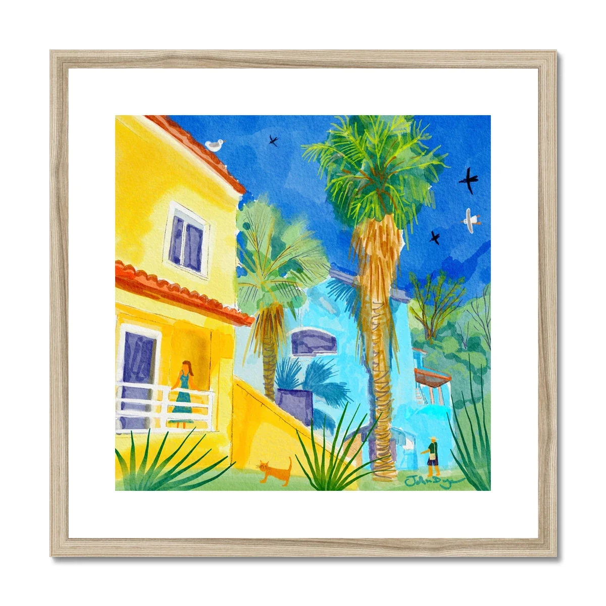 John Dyer Greece Artwork. Framed Open Edition Art Print. 'Sunlit Villa in Govino Bay, Corfu, Greece'. Greek Art Gallery - Image 3