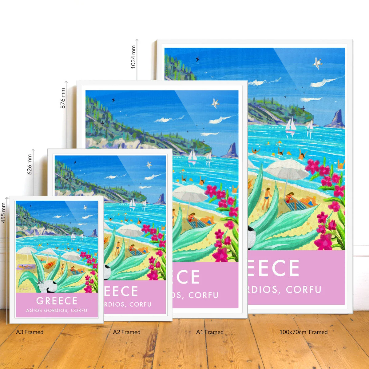 Greece Artwork Wall Art Poster Print by John Dyer. Beachside Bliss in Corfu, Greece - Image 3