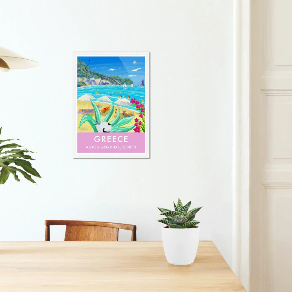 Greece Artwork Wall Art Poster Print by John Dyer. Beachside Bliss in Corfu, Greece - Image 5