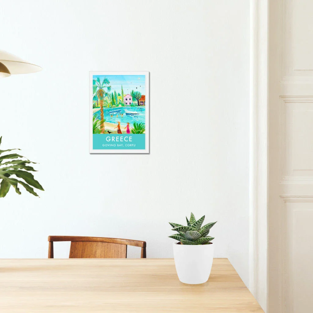 Greece Artwork Wall Art Poster Print by John Dyer. Tranquil Waters of Govino Bay, Corfu, Greece - Image 4