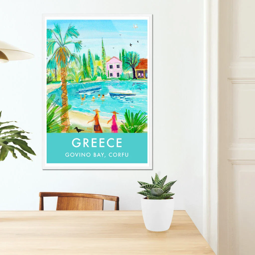 Greece Artwork Wall Art Poster Print by John Dyer. Tranquil Waters of Govino Bay, Corfu, Greece - Image 7