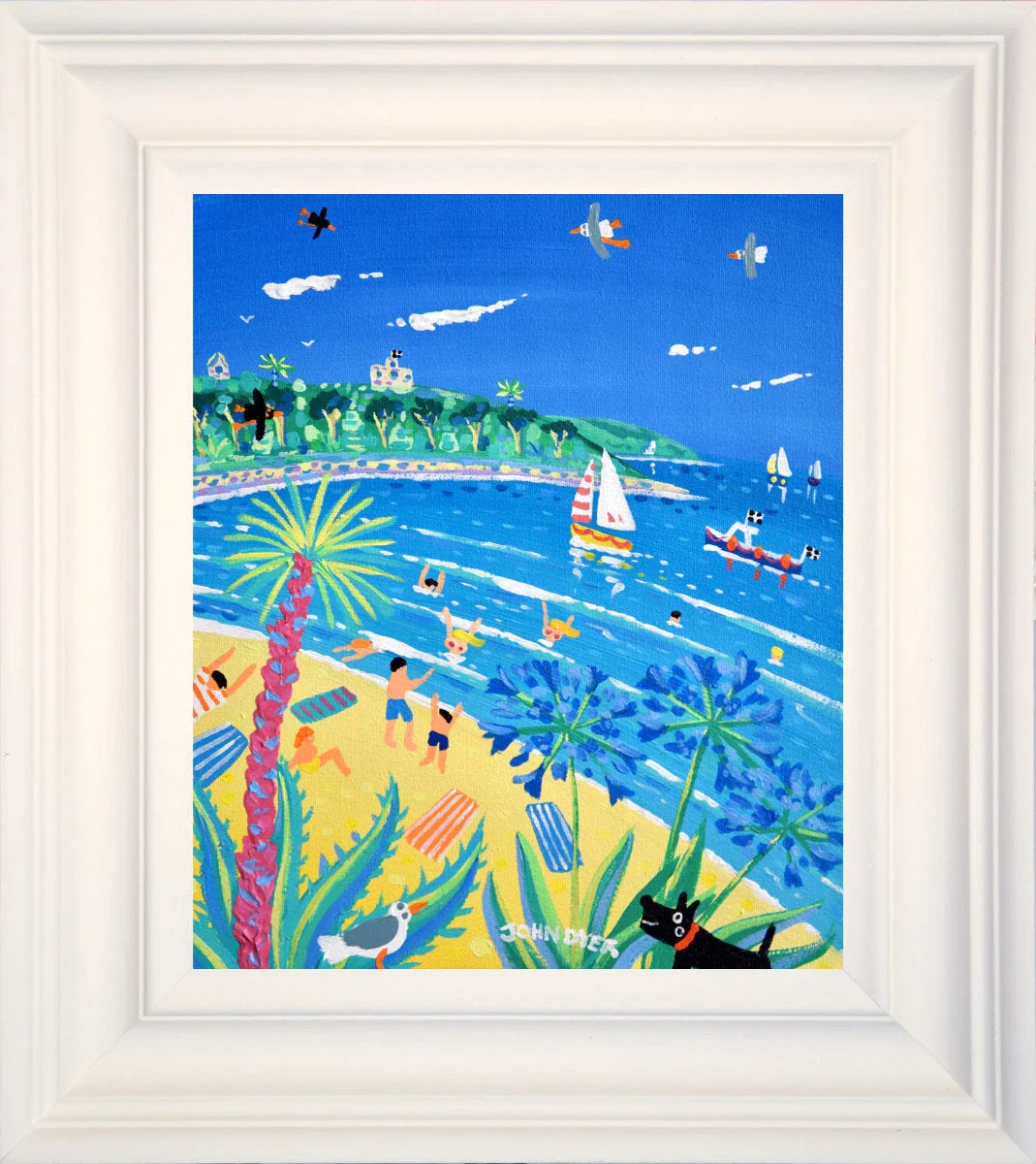 'Gylly Beach Fun, Falmouth', 12x10 inches acrylic on canvas. Coastal Seascape Painting of Cornwall by Cornish Artist John Dyer - Image 2