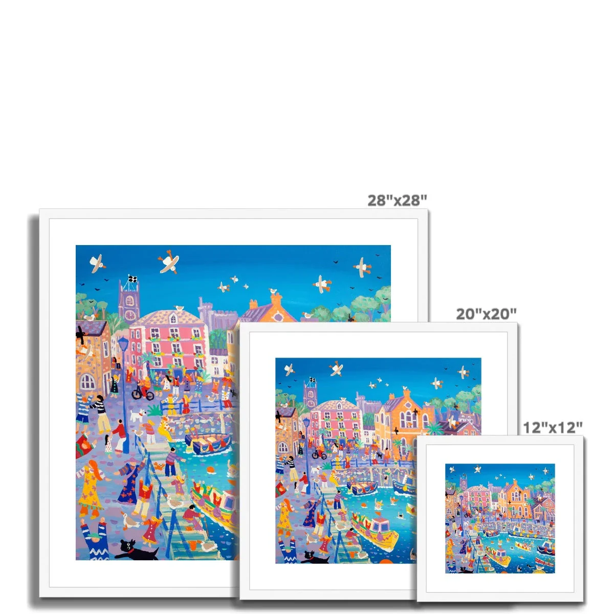 John Dyer Framed Open Edition Cornish Art Print. 'Happy Holidays, Fowey'. Cornwall Art Gallery - Image 4