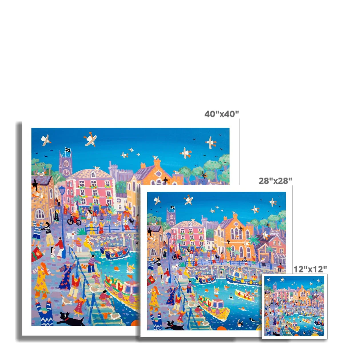 John Dyer Fine Art Print. Open Edition Cornish Art Print. 'Happy Holidays, Fowey'. Cornwall Art Gallery - Image 3