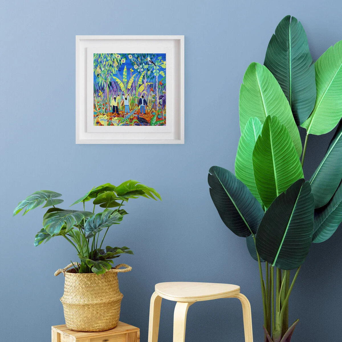 African Painting, 'Harvesting in Harmony with Wildlife, Meru, Kenya', 12x12 inches acrylic on canvas. Paintings of Africa by British Artist John Dyer. - Image 3