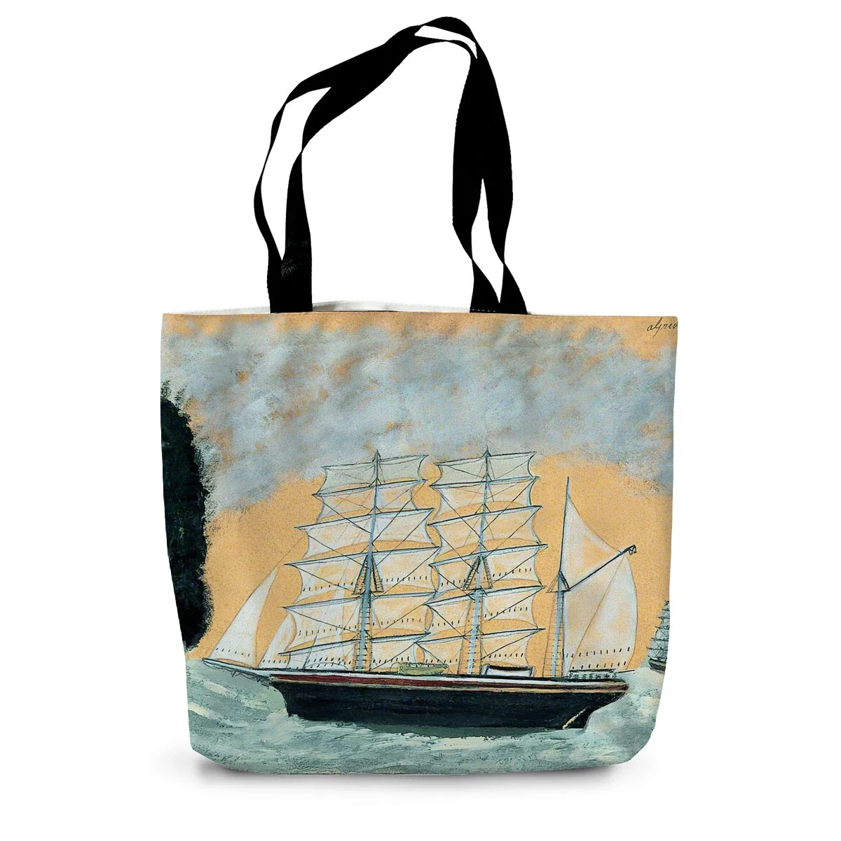 Headland with Two Three-Masters by Alfred Wallis. Classic Art Canvas Tote Bag - Image 2
