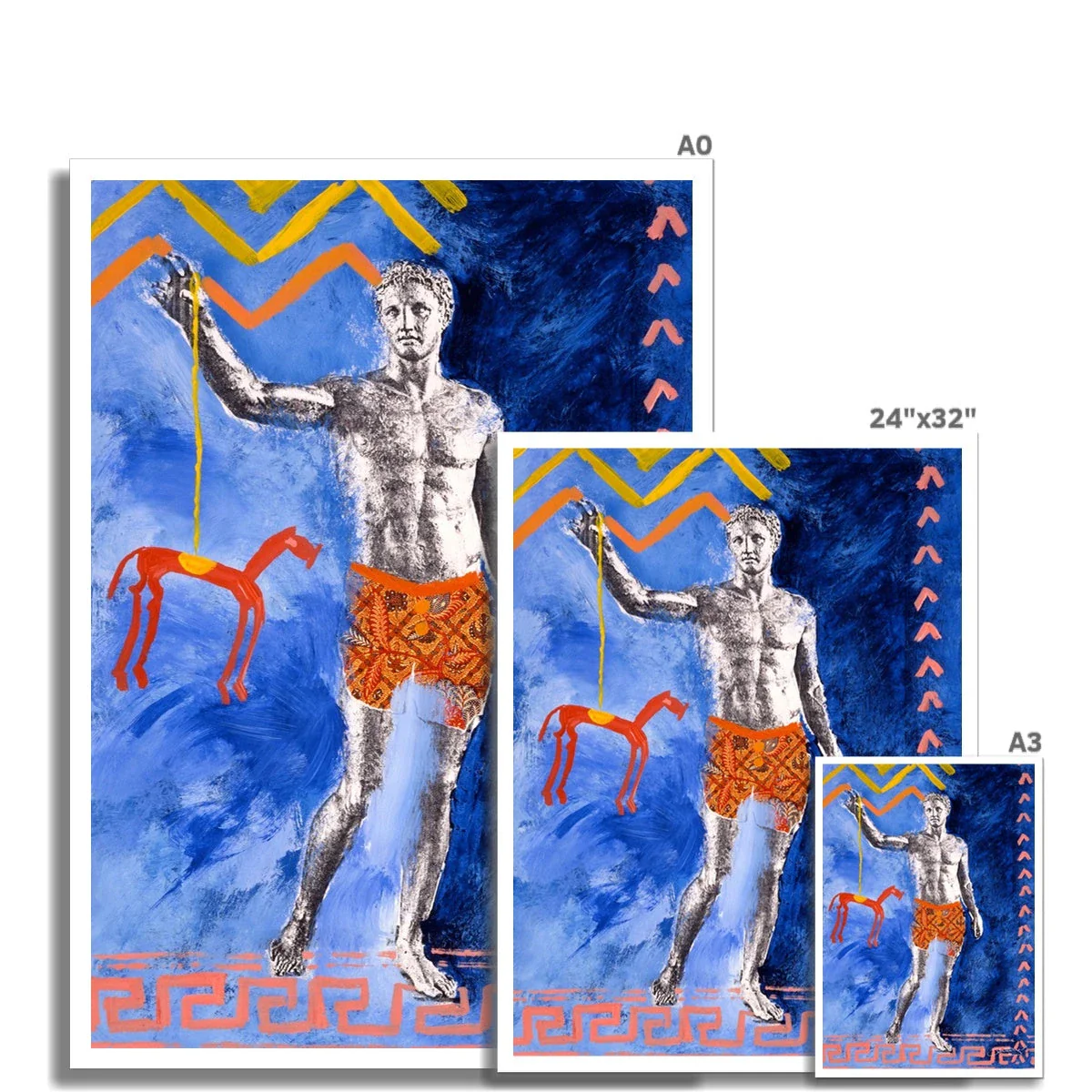 John Dyer Greece Artwork. Open Edition Greek God Art Print. 'Hector and his Amazing Trojan Horse without Wheels'. Greek Art Gallery. Gay Art Icon - Image 3