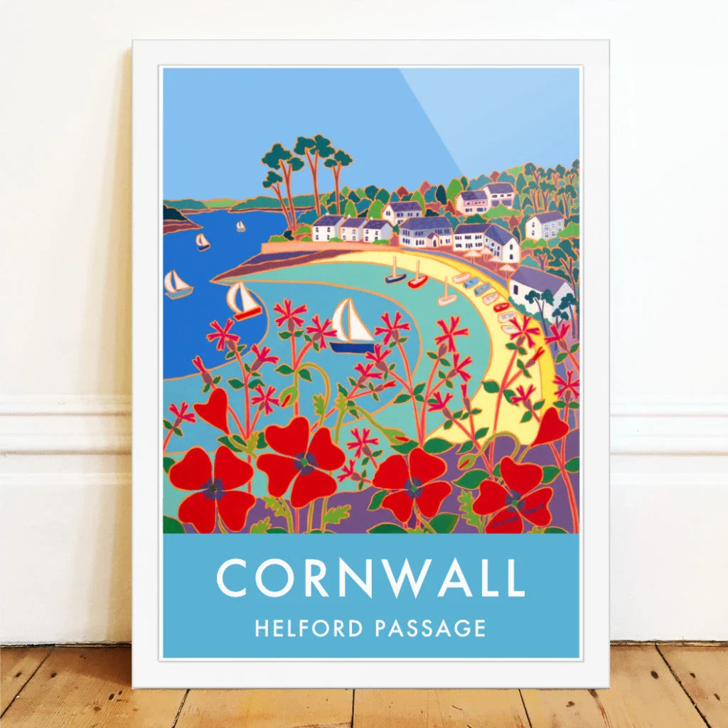 Helford Passage Art Prints of Cornwall by Cornish Artist Joanne Short. Art for Homes Vintage Style Poster Print. Cornwall Art Gallery - Image 2