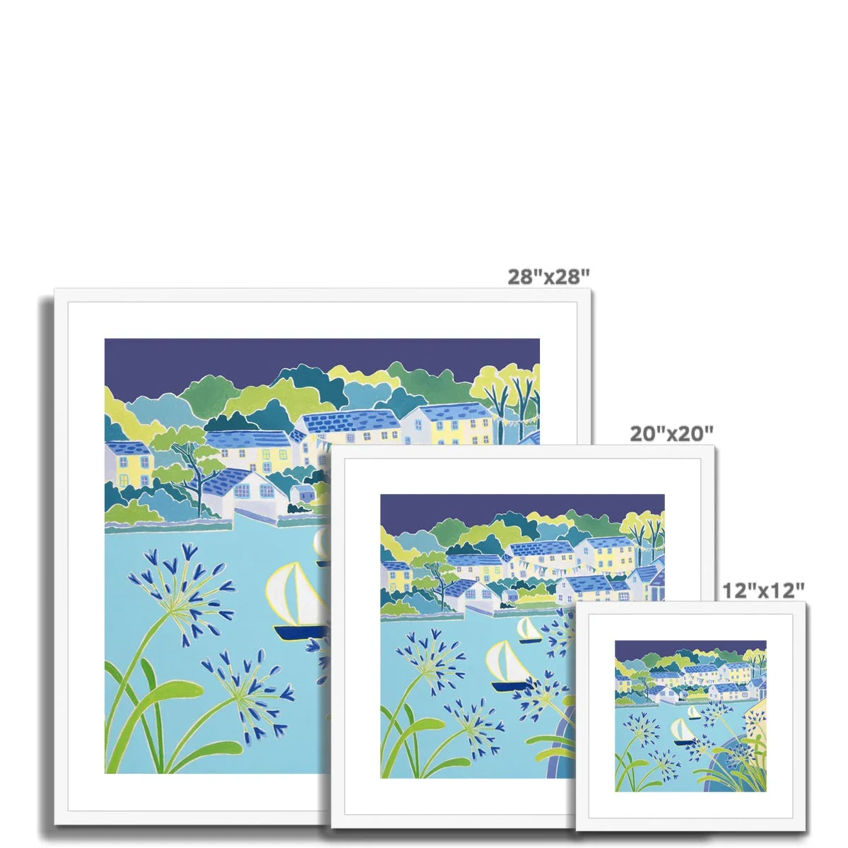 Joanne Short Framed Open Edition Cornish Fine Art Print. 'Sailing past the Agapanthus, Helford'. Cornwall Art Gallery - Image 4