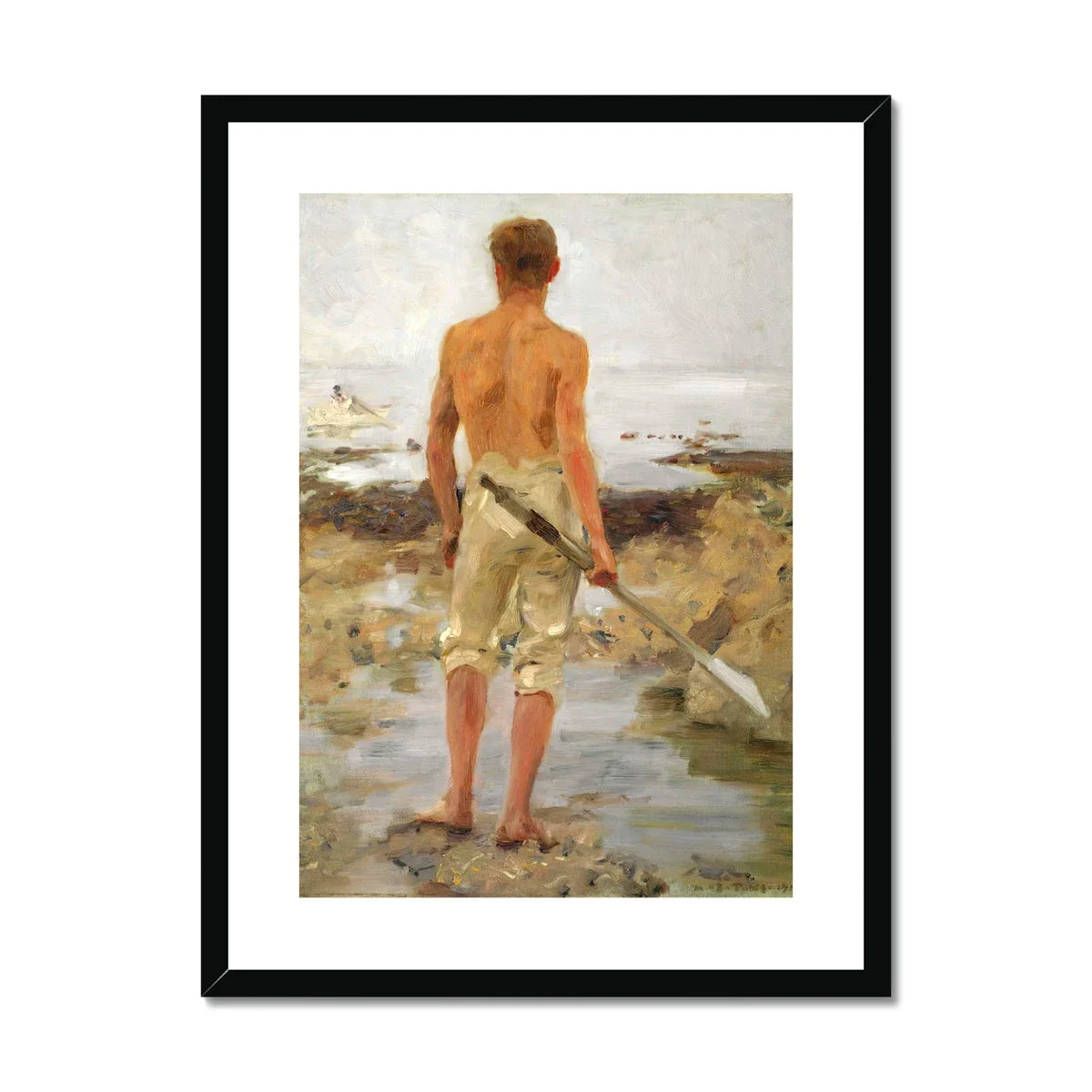 A Boy with an Oar by Henry Scott Tuke. Framed Open Edition Fine Art Print. Historic Art - Image 2