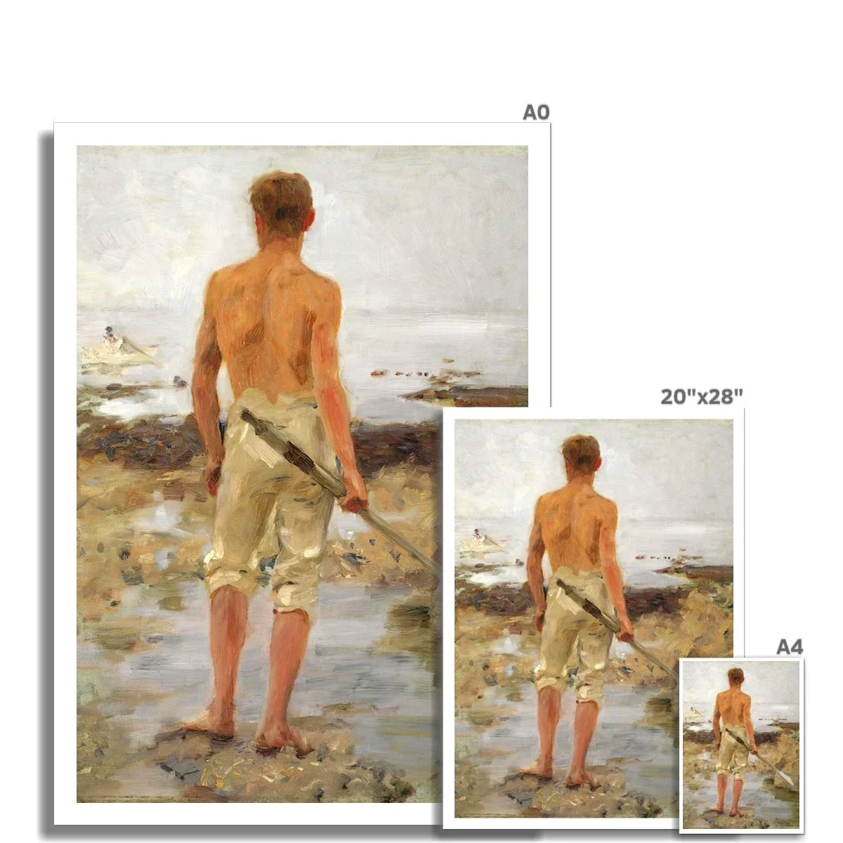 Henry Scott Tuke Open Edition Art Print. A Boy with an Oar. Art Gallery Historic Art - Image 3