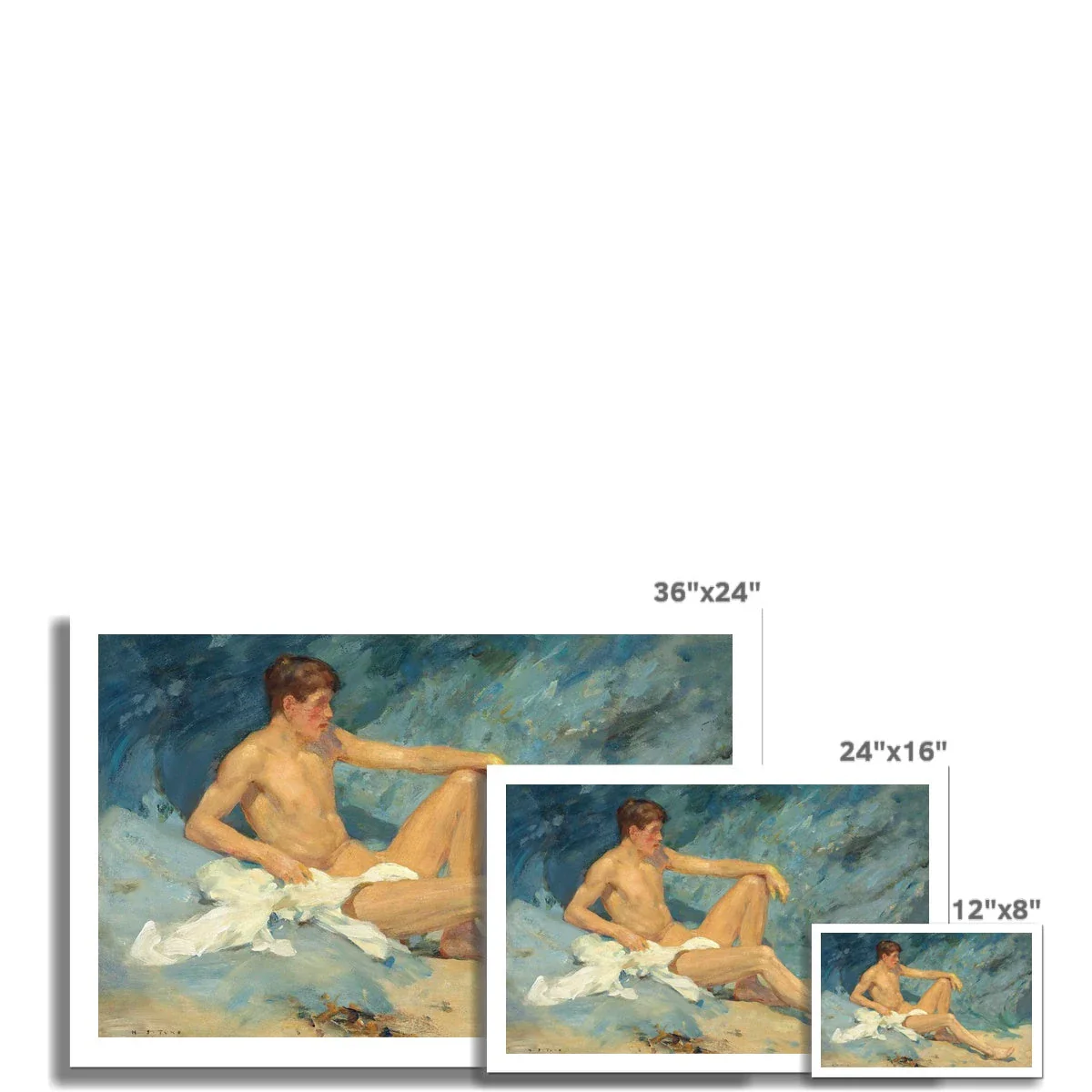 Henry Scott Tuke Open Edition Art Print. A Male Nude Reclining on the Rocks. Art Gallery Historic Art - Image 3