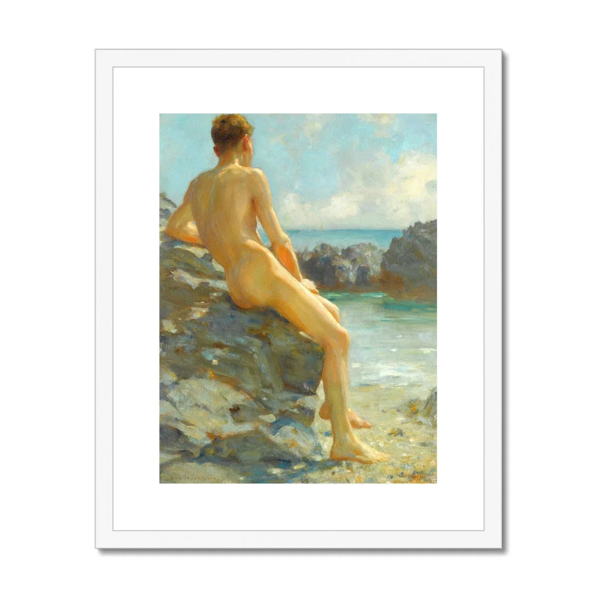 the Bather by Henry Scott Tuke. Framed Open Edition Fine Art Print. Historic Art