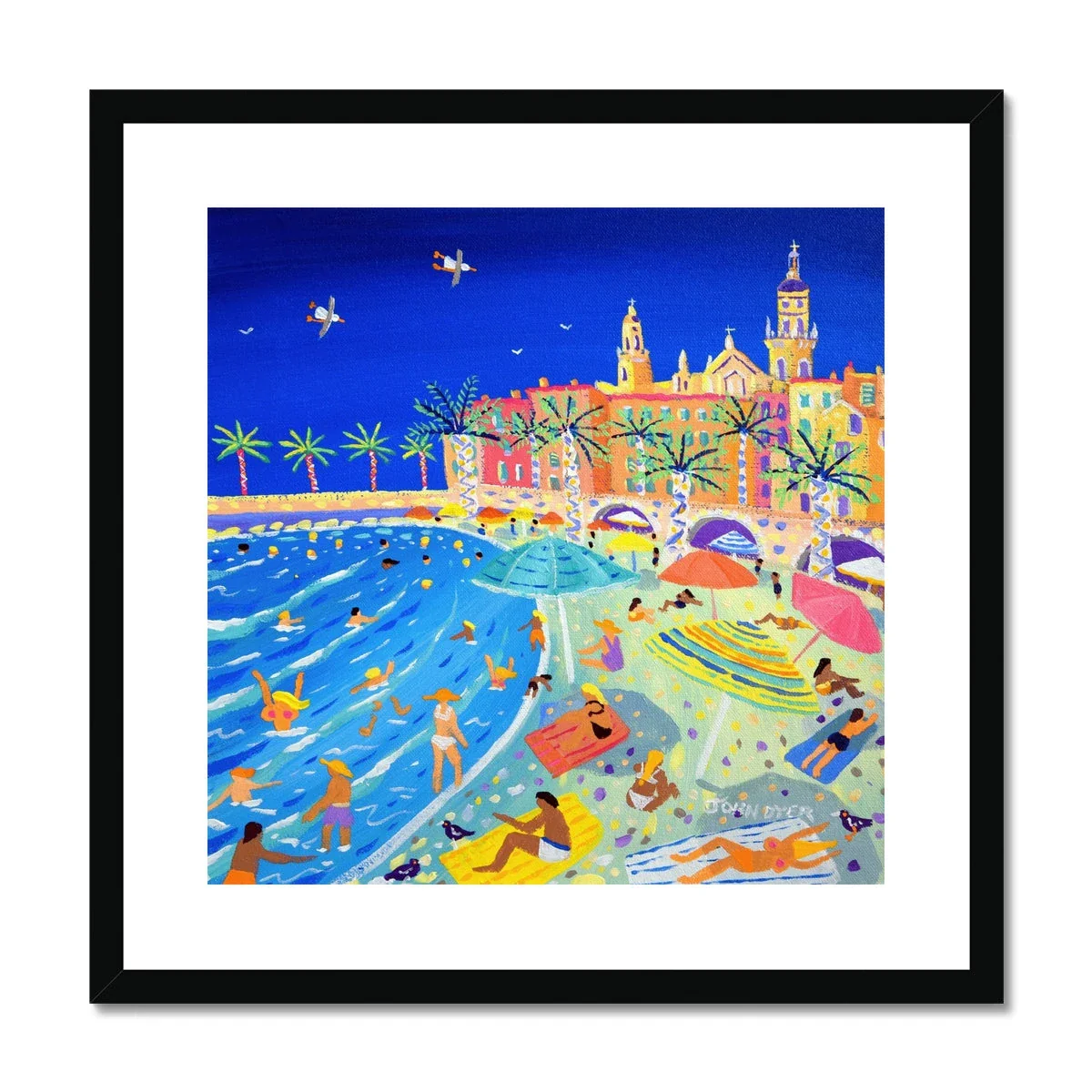 John Dyer Framed Open Edition French Art Print. 'High Summer, Menton Old Town, France'. - Image 2