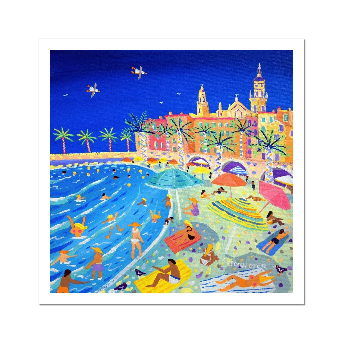 John Dyer Fine Art French Print 'High Summer, Menton Old Town'. Open Edition Art Print of France