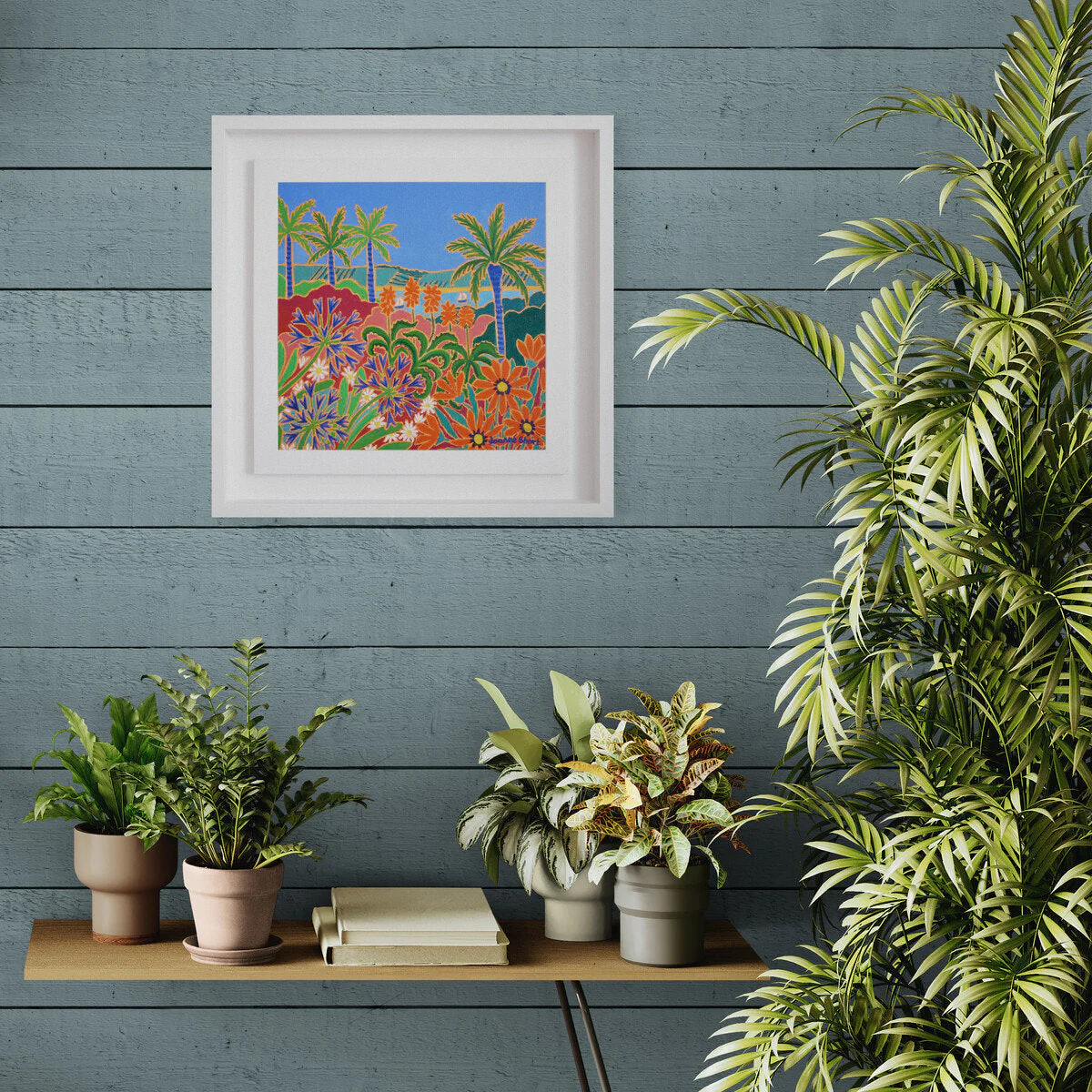 'Hot Fiery Flowers, Tresco Abbey Gardens', 12x12 inches oil on canvas. Cornwall Art Gallery Painting by Cornish Artist Joanne Short - Image 3