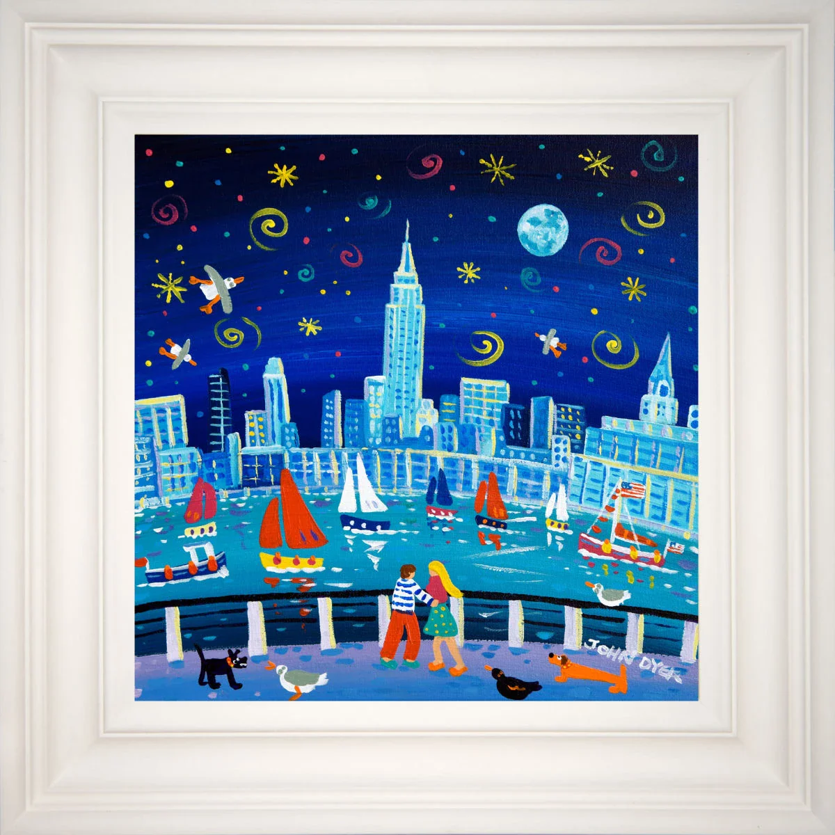 'I Love New York and I Love You', 12x12 inches acrylic on canvas. Paintings of America by British Artist John Dyer. American Art Gallery - Image 2