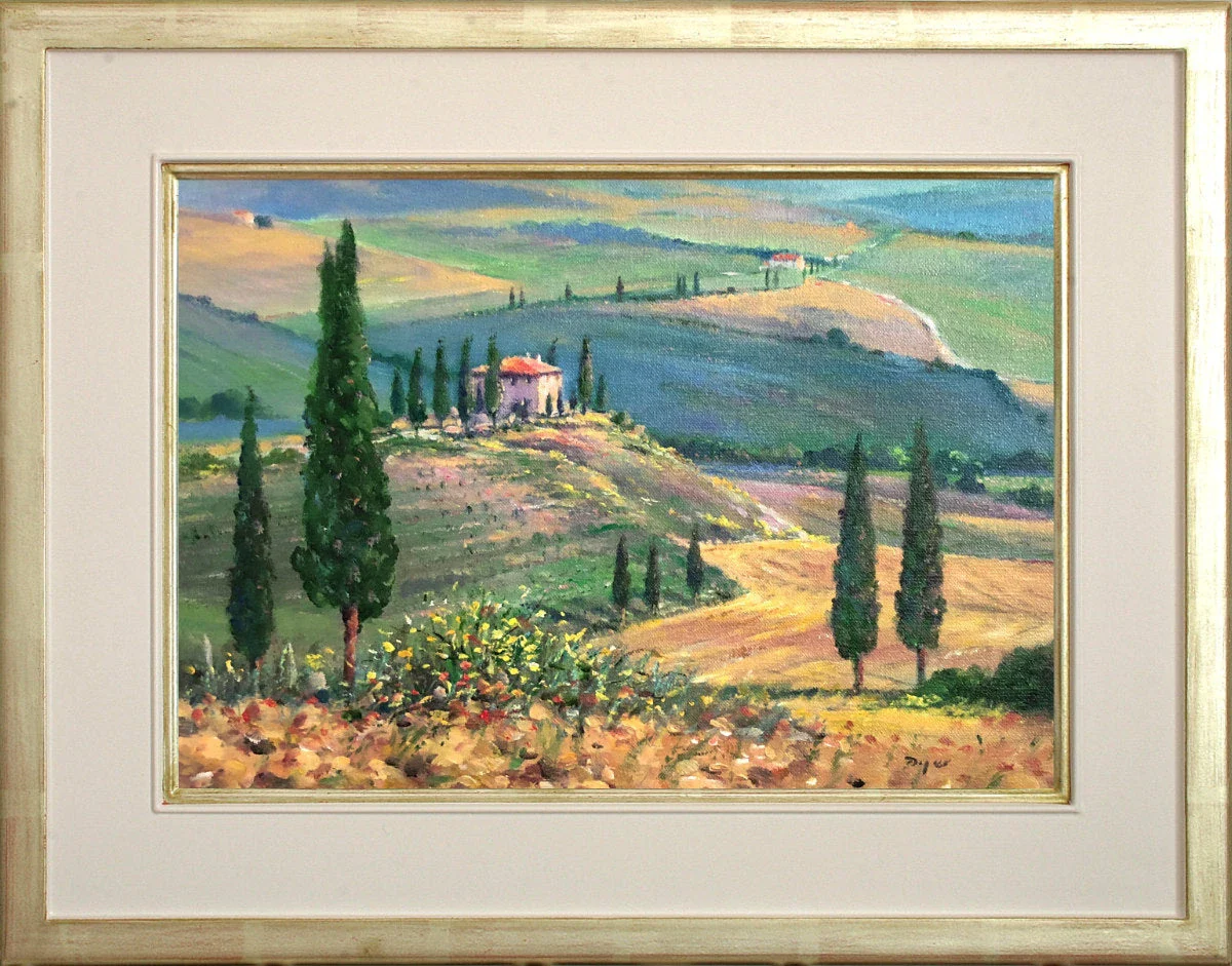 'Il Belvedere Farmhouse, San Quirico. Tuscany. Italy', 10x14 inches oil on canvas. Paintings of Italy by Artist Ted Dyer from our Cornwall Art Gallery - Image 2