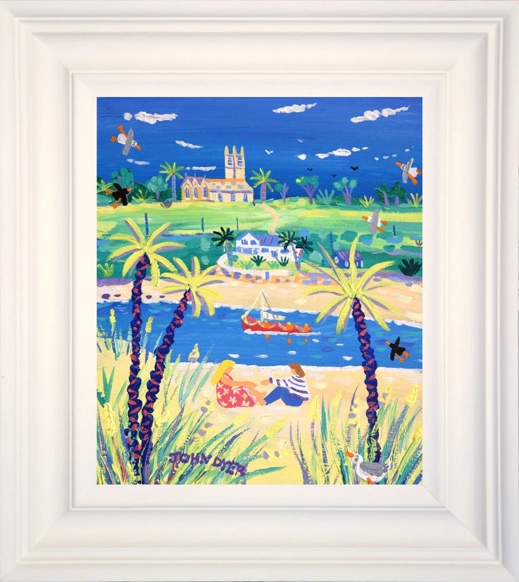 'In Love at Lelant, Hayle', 12x10 inches acrylic on canvas. Cornwall Painting by Cornish Artist John Dyer. Cornish Art from our Cornwall Art Gallery - Image 2