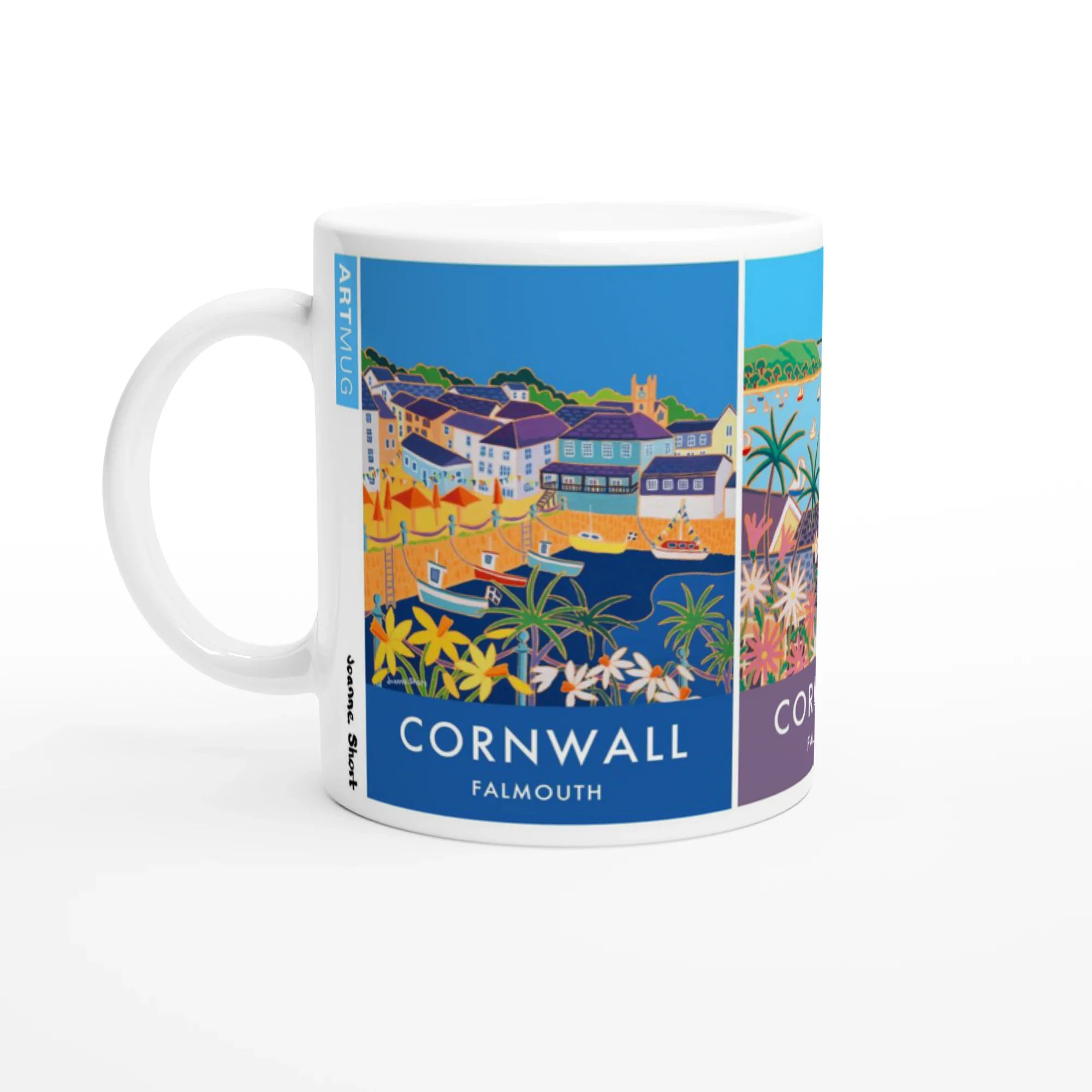 Joanne Short Ceramic Cornish Art Mug featuring Falmouth Harbour and Mylor