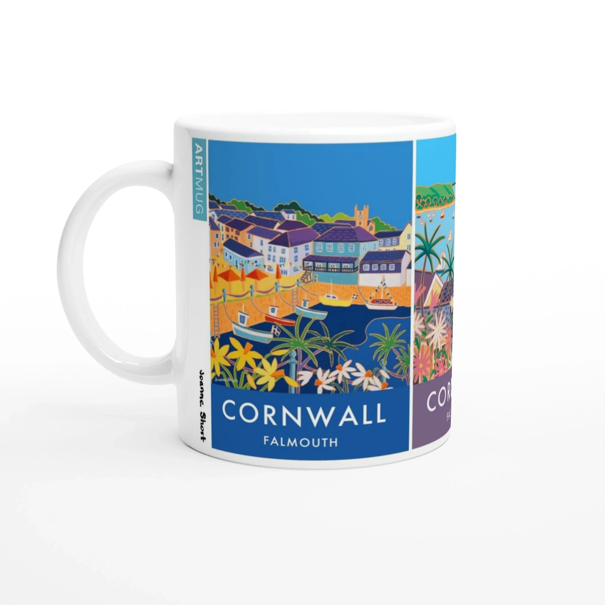 Joanne Short Ceramic Cornish Art Mug featuring Falmouth Harbour and Mylor - Image 2