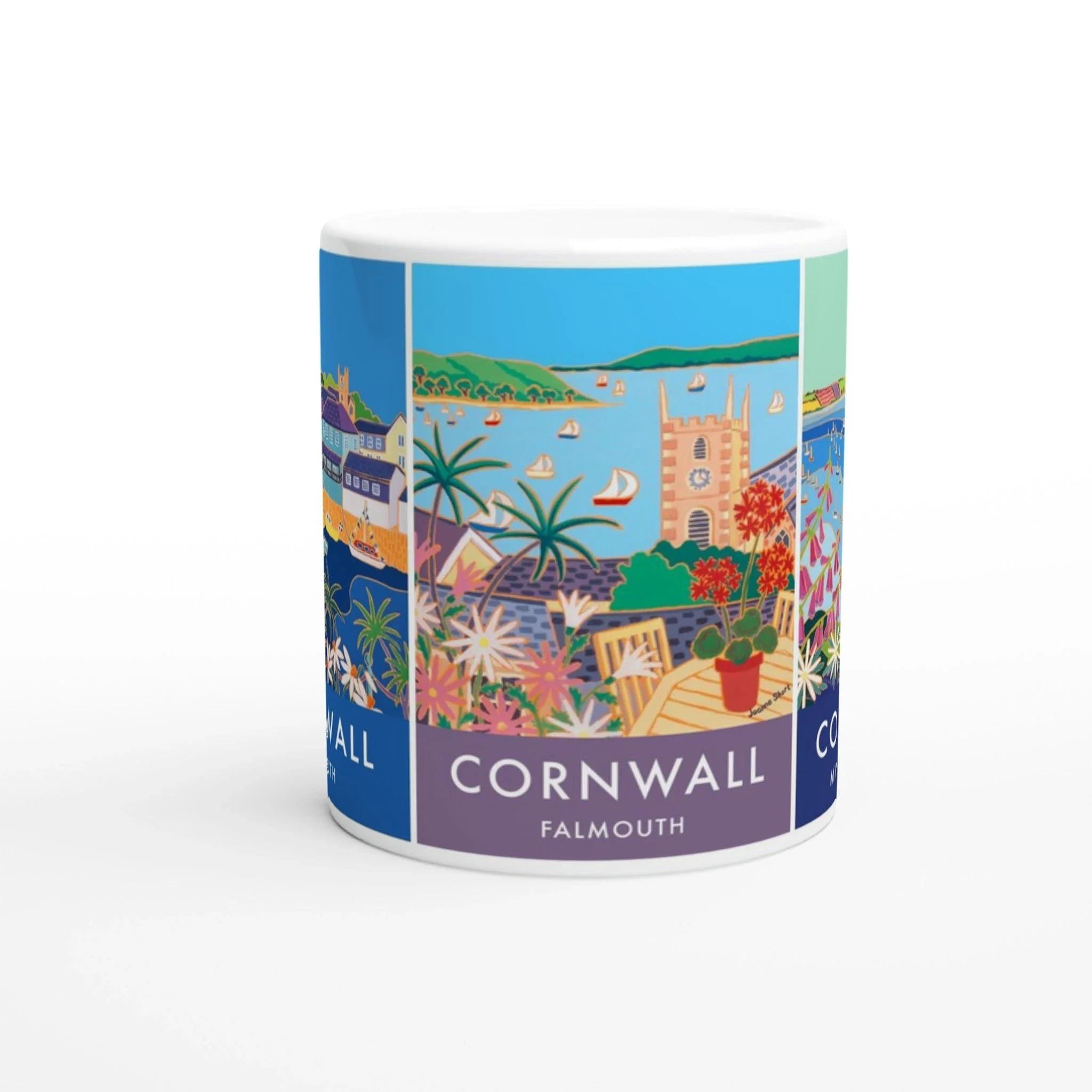 Joanne Short Ceramic Cornish Art Mug featuring Falmouth Harbour and Mylor - Image 4