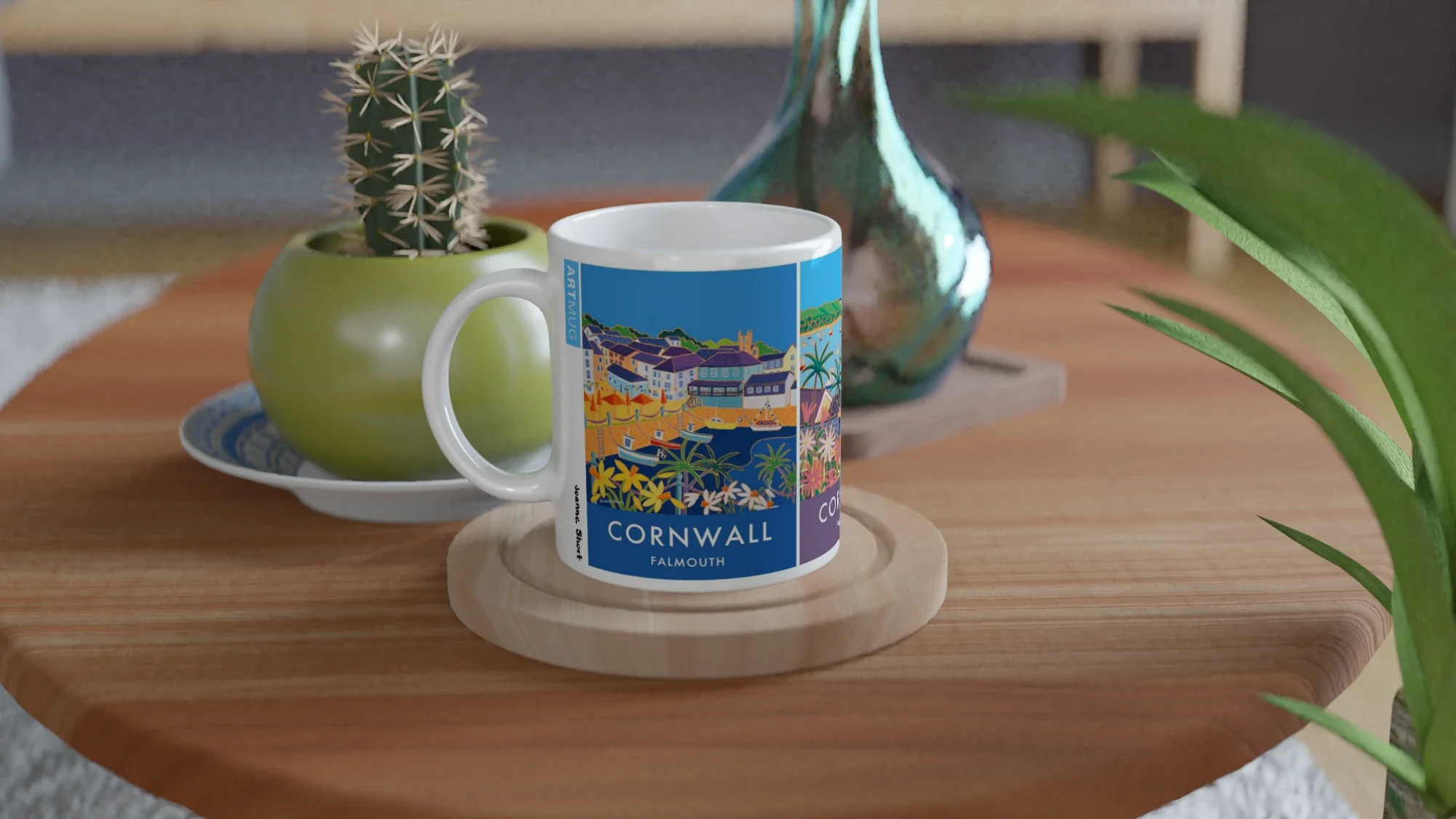 Joanne Short Ceramic Cornish Art Mug featuring Falmouth Harbour and Mylor - Image 7