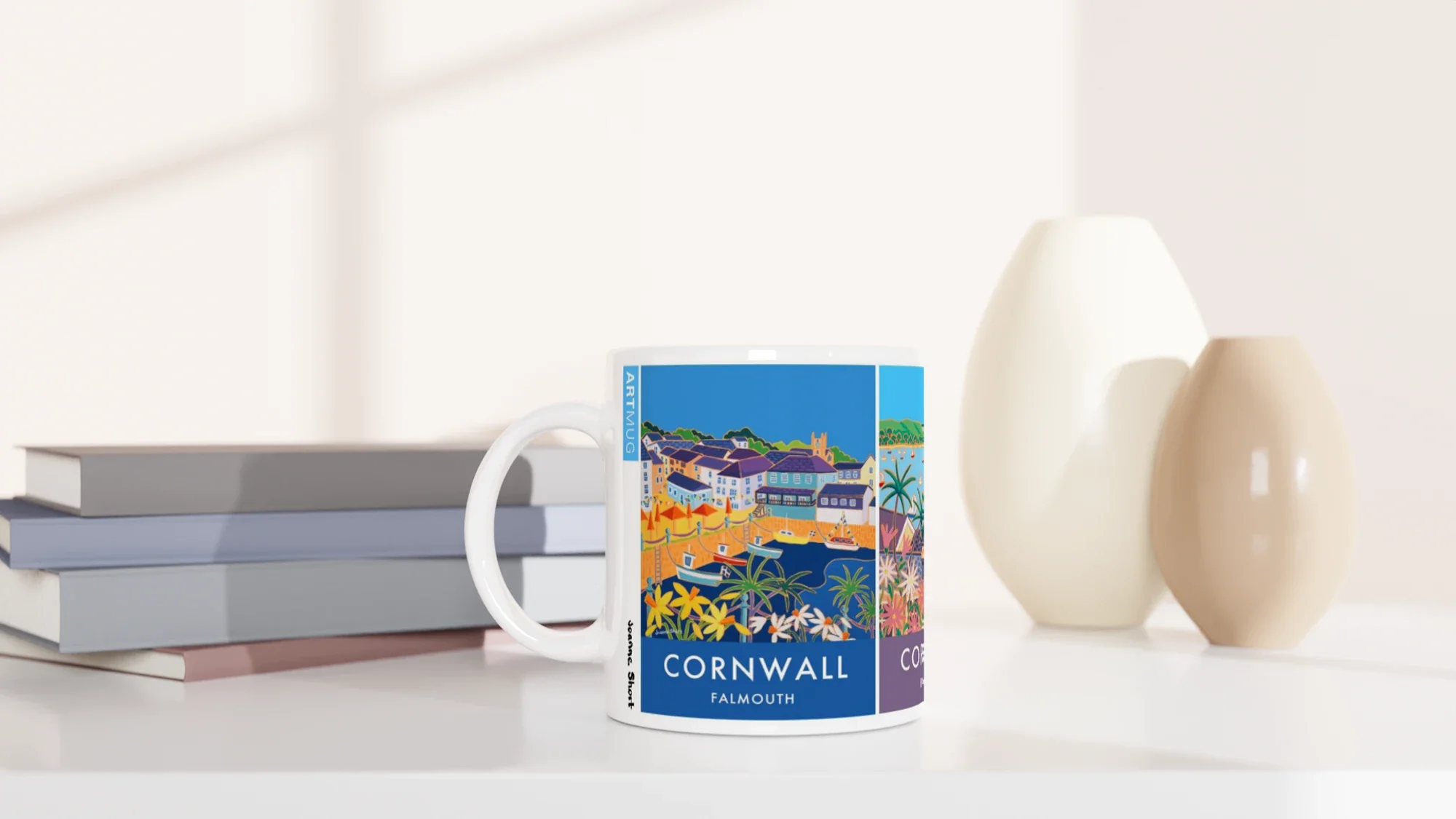 Joanne Short Ceramic Cornish Art Mug featuring Falmouth Harbour and Mylor - Image 8