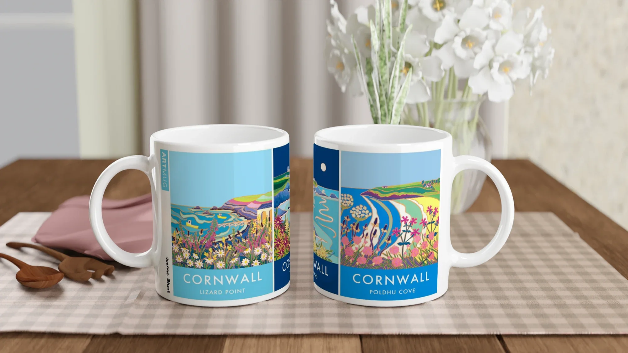 Joanne Short Ceramic Cornish Art Mug featuring Lizard Peninsula, Lizard Point, Lizard Lighthouse and Poldhu Cove - Image 4