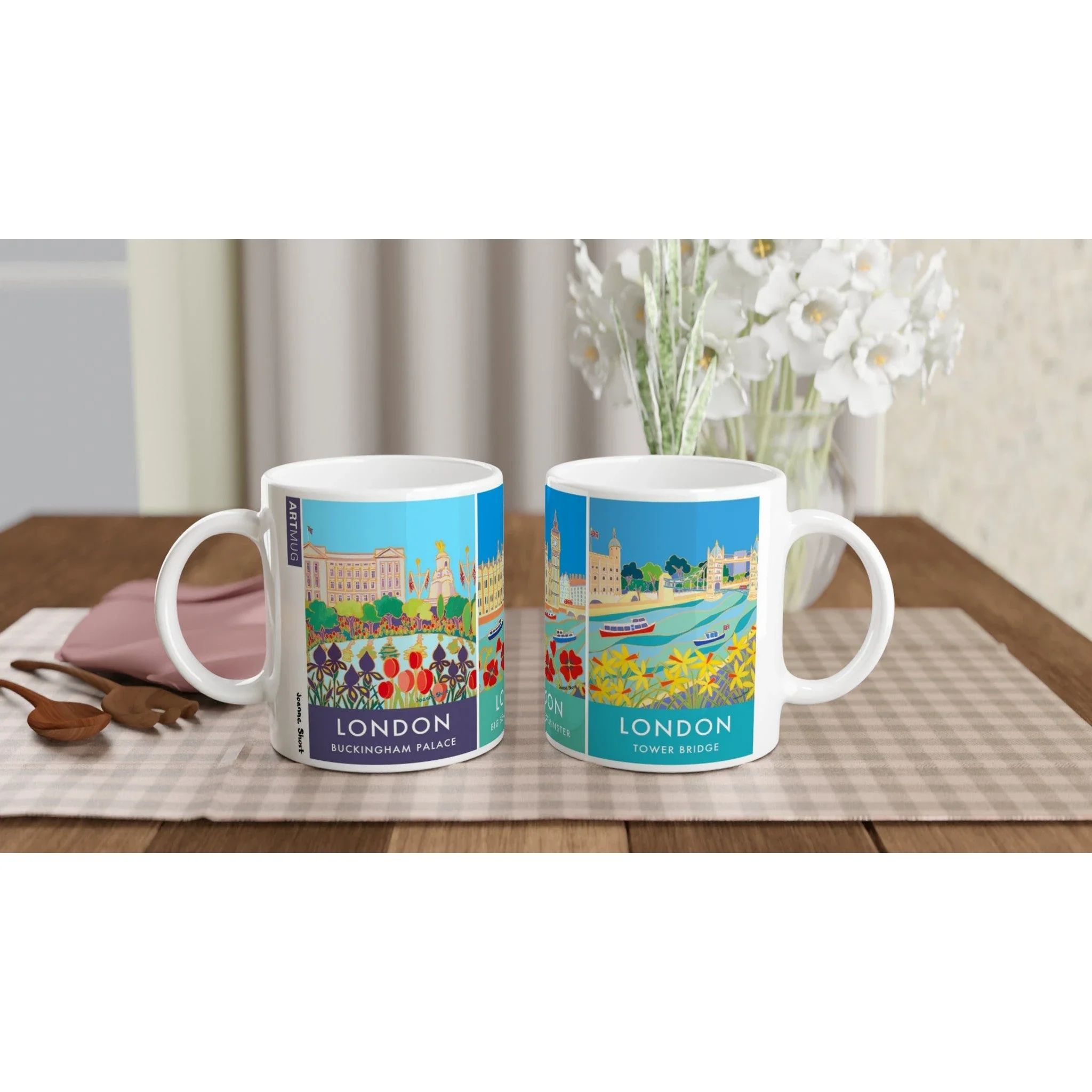 Joanne Short Ceramic Art Mug featuring London. Buckingham Palace, Big Ben, Westminster, Tower Bridge - Image 4