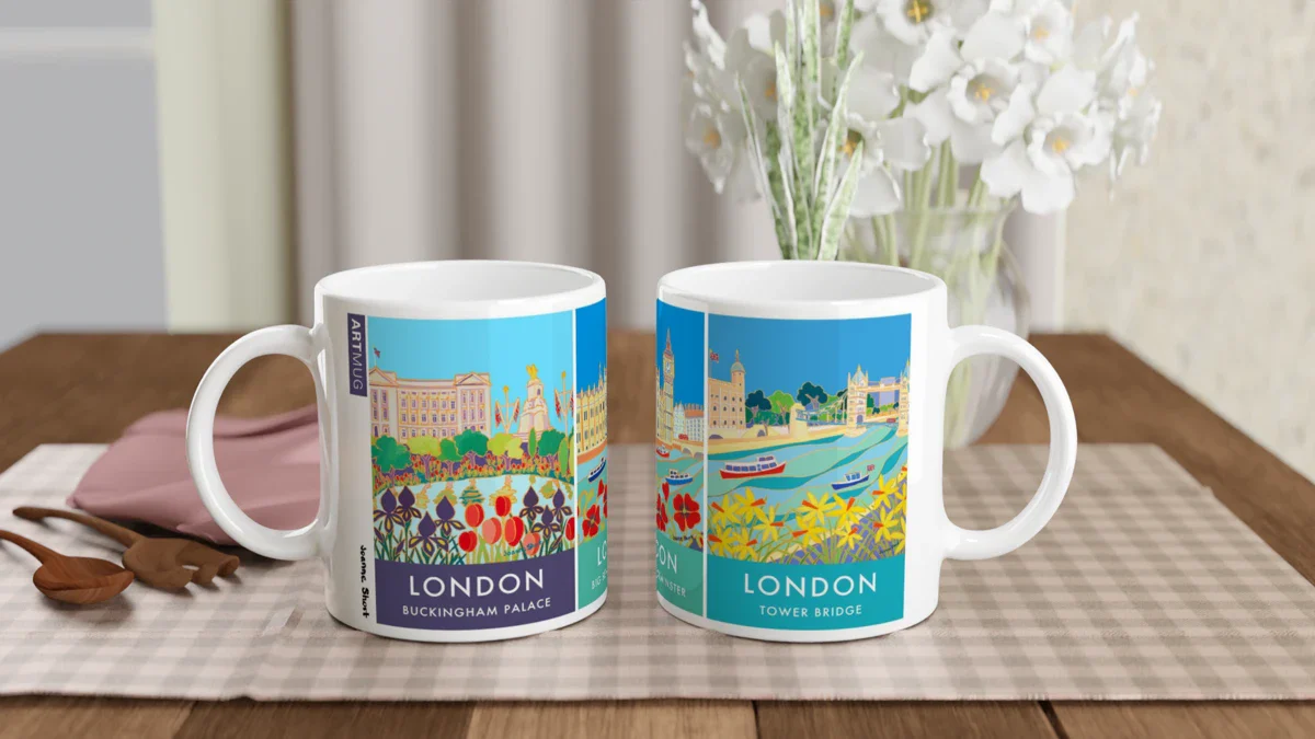 Joanne Short Ceramic Art Mug featuring London. Buckingham Palace, Big Ben, Westminster, Tower Bridge - Image 8