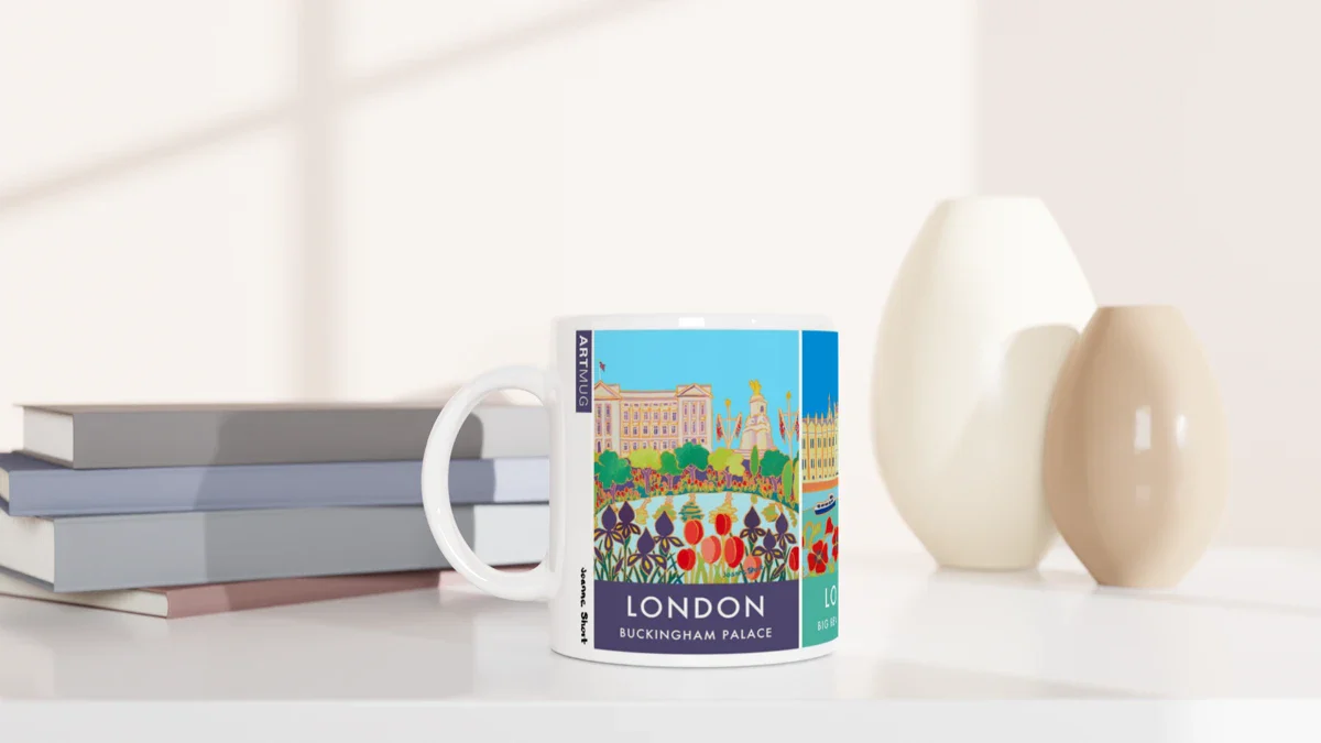 Joanne Short Ceramic Art Mug featuring London. Buckingham Palace, Big Ben, Westminster, Tower Bridge - Image 9