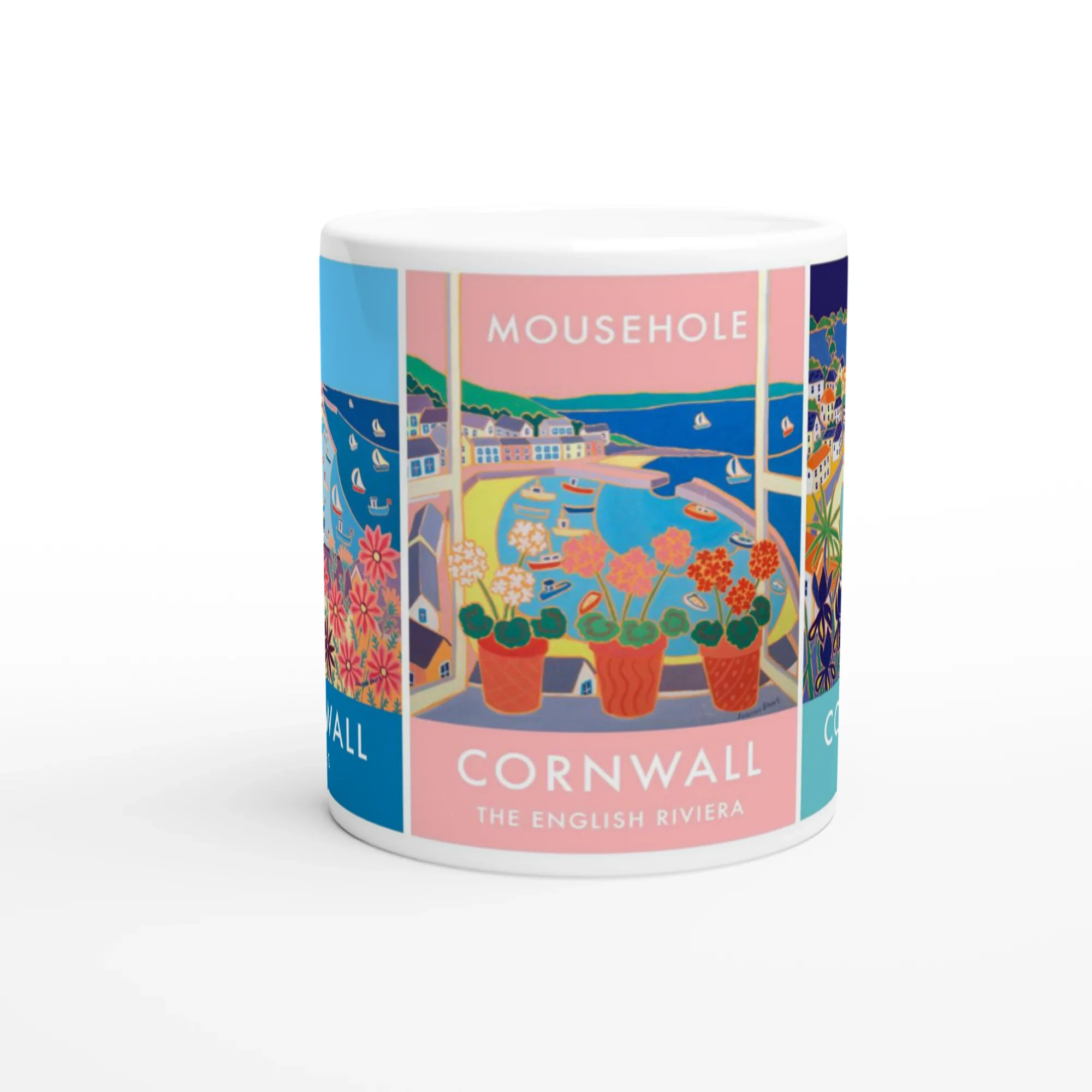 Joanne Short Ceramic Cornish Art Mug featuring St Ives and Mousehole on the Penwith Peninsula in Cornwall - Image 3