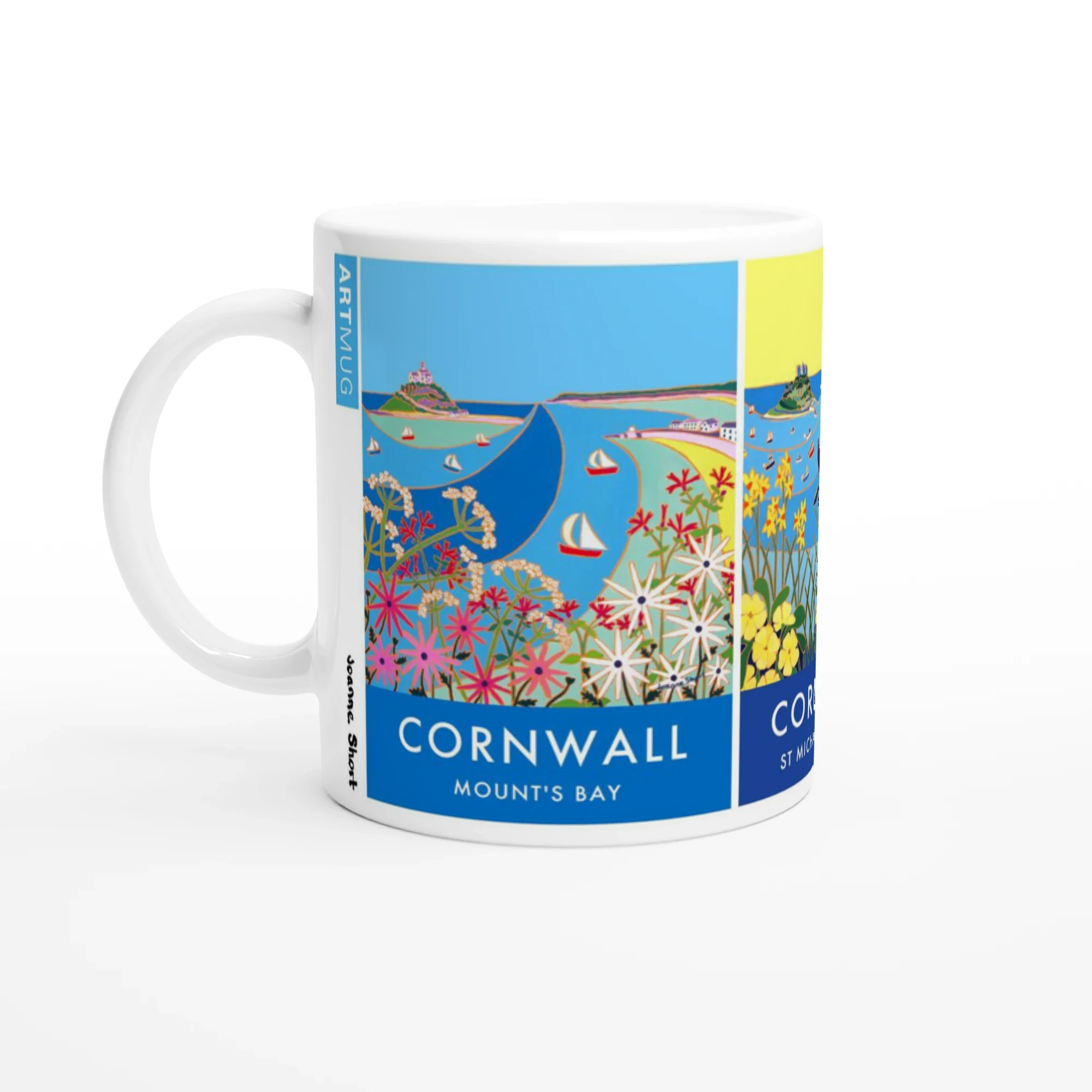 Joanne Short Ceramic Cornish Art Mug featuring St Michael's Mount and Mount's Bay in Cornwall