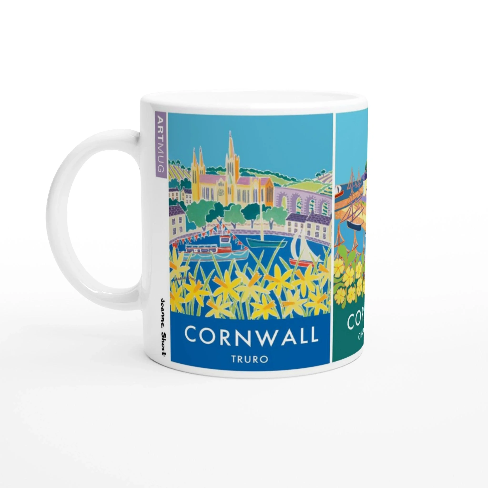 Joanne Short Ceramic Cornish Art Mug featuring Truro, Charlestown and Lostwithiel in Cornwall
