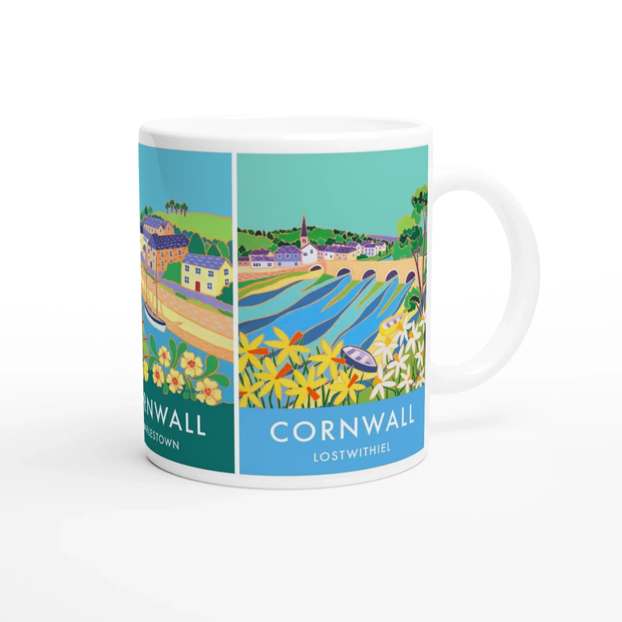 Joanne Short Ceramic Cornish Art Mug featuring Truro, Charlestown and Lostwithiel in Cornwall - Image 2