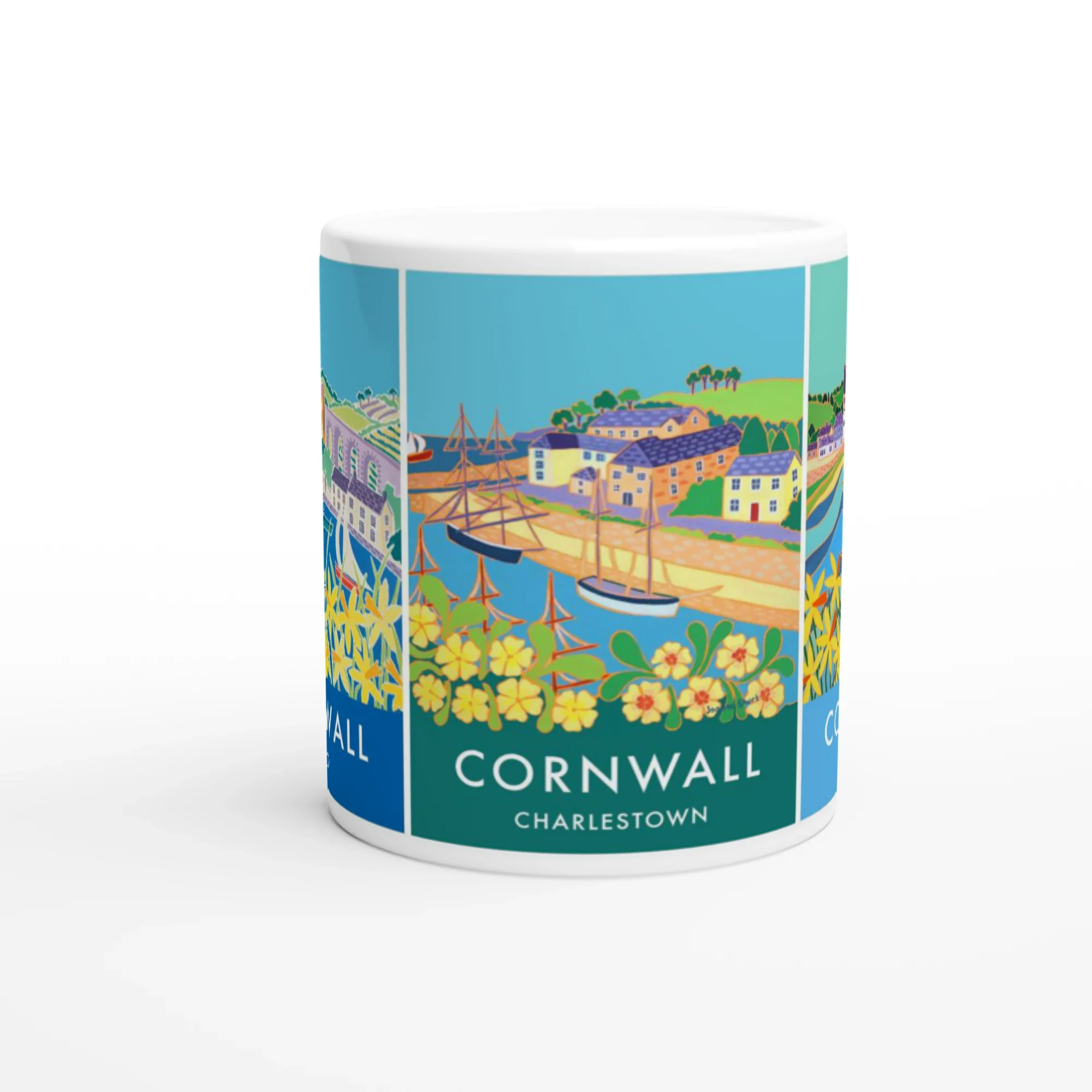 Joanne Short Ceramic Cornish Art Mug featuring Truro, Charlestown and Lostwithiel in Cornwall - Image 4