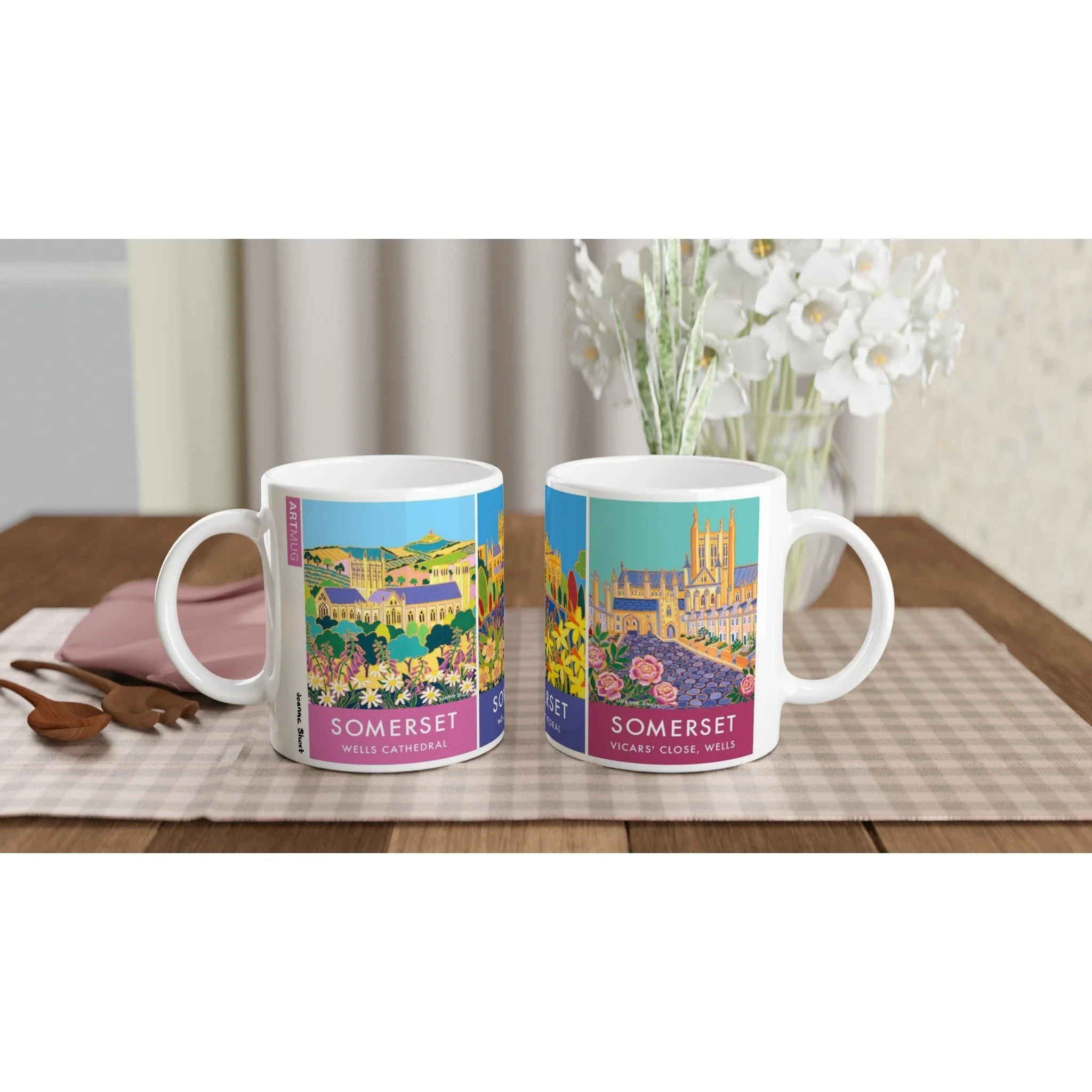 Joanne Short Ceramic Somerset Art Mug featuring Wells, Vicars Close and Wells Cathedral - Image 3