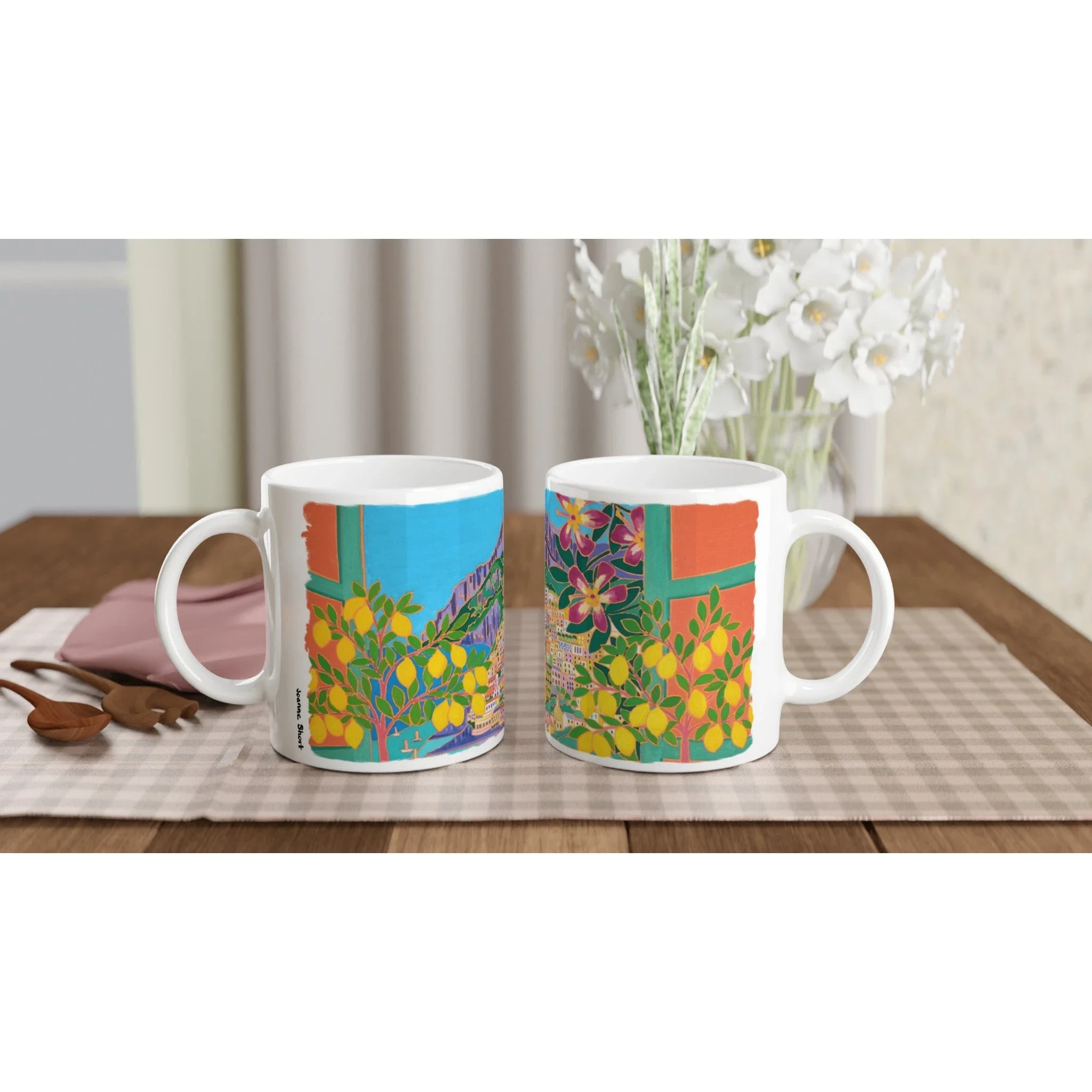Joanne Short Ceramic Art Mug. Positano Lemons, Amalfi Coast, Italy - Image 4