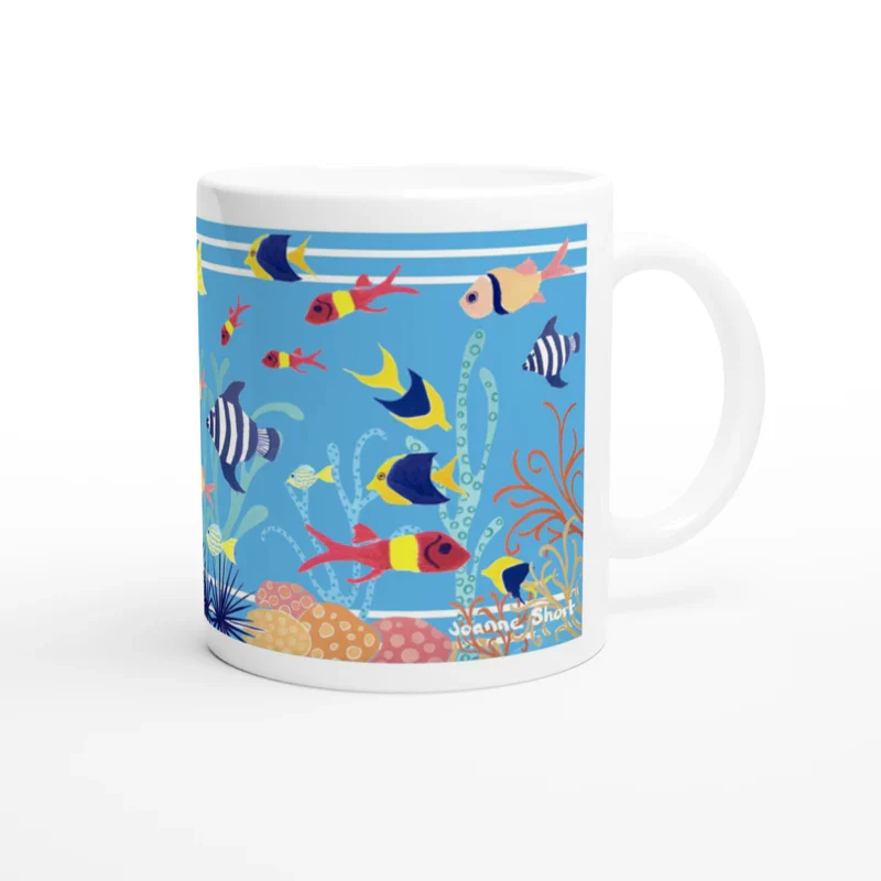 Joanne Short Ceramic Cornish Art Mug. Tropical Sea Fish Mug - Image 2