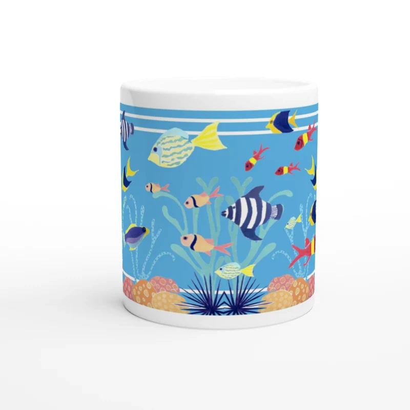 Joanne Short Ceramic Cornish Art Mug. Tropical Sea Fish Mug - Image 5