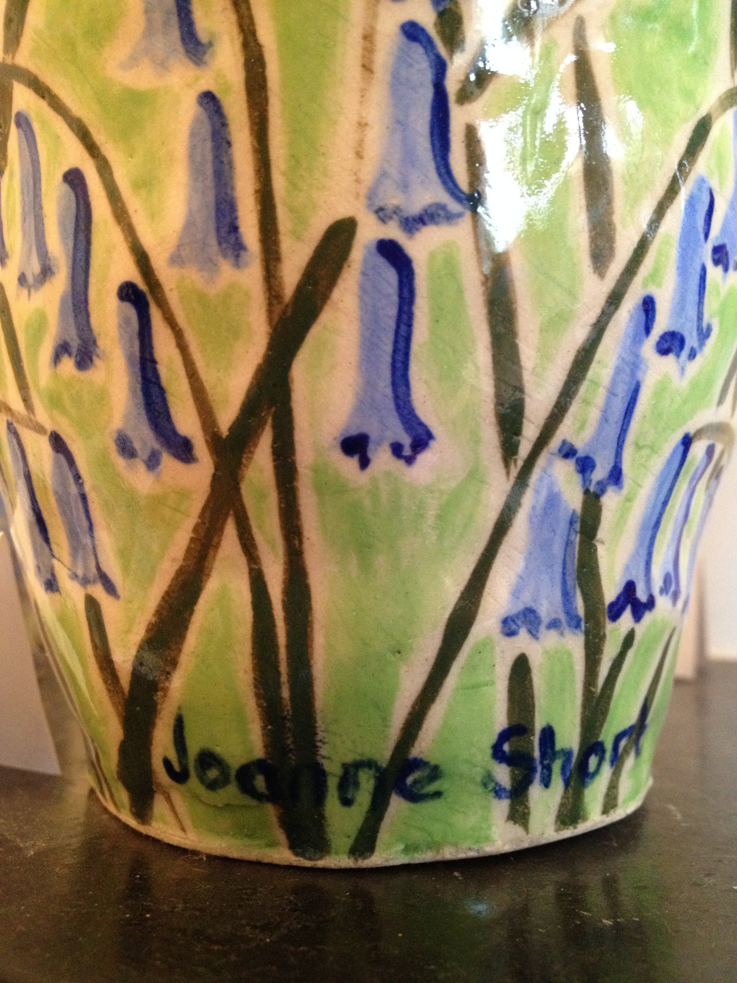 Joanne Short Cornish Ceramic Vase. Bluebells and Foxgloves - Image 4