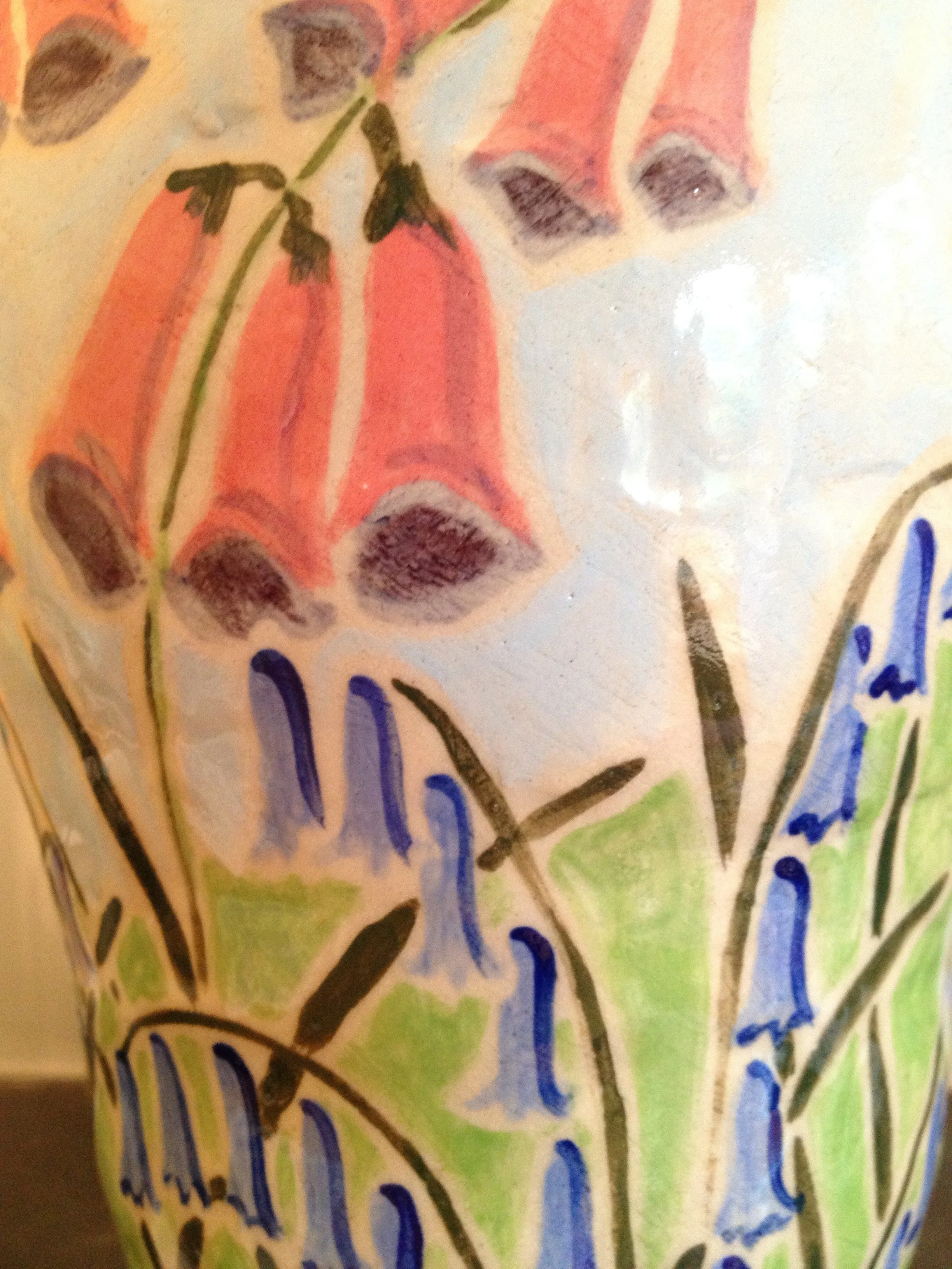 Joanne Short Cornish Ceramic Vase. Bluebells and Foxgloves - Image 5