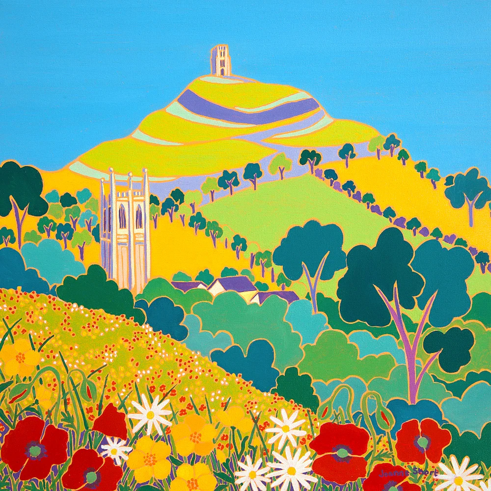 Joanne Short Painting. Somerset Meadow, Glastonbury Tor.
