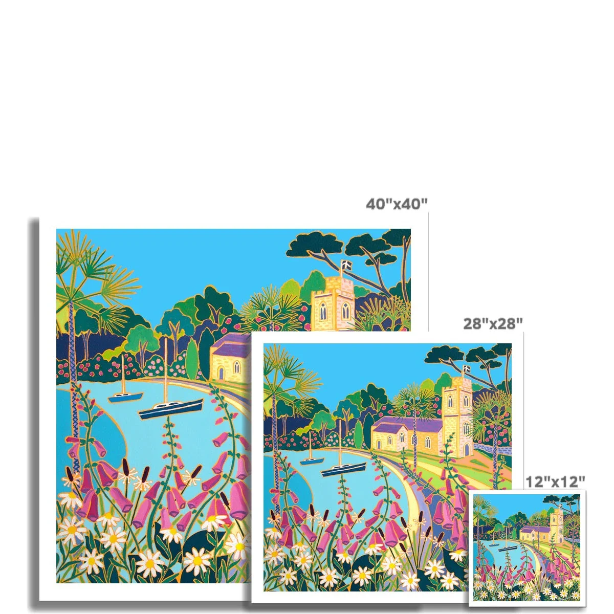 Joanne Short Fine Art Open Edition Cornish Art Print. 'Spring Flowers at High Tide, St Just in Roseland'. Cornwall Art Gallery - Image 3