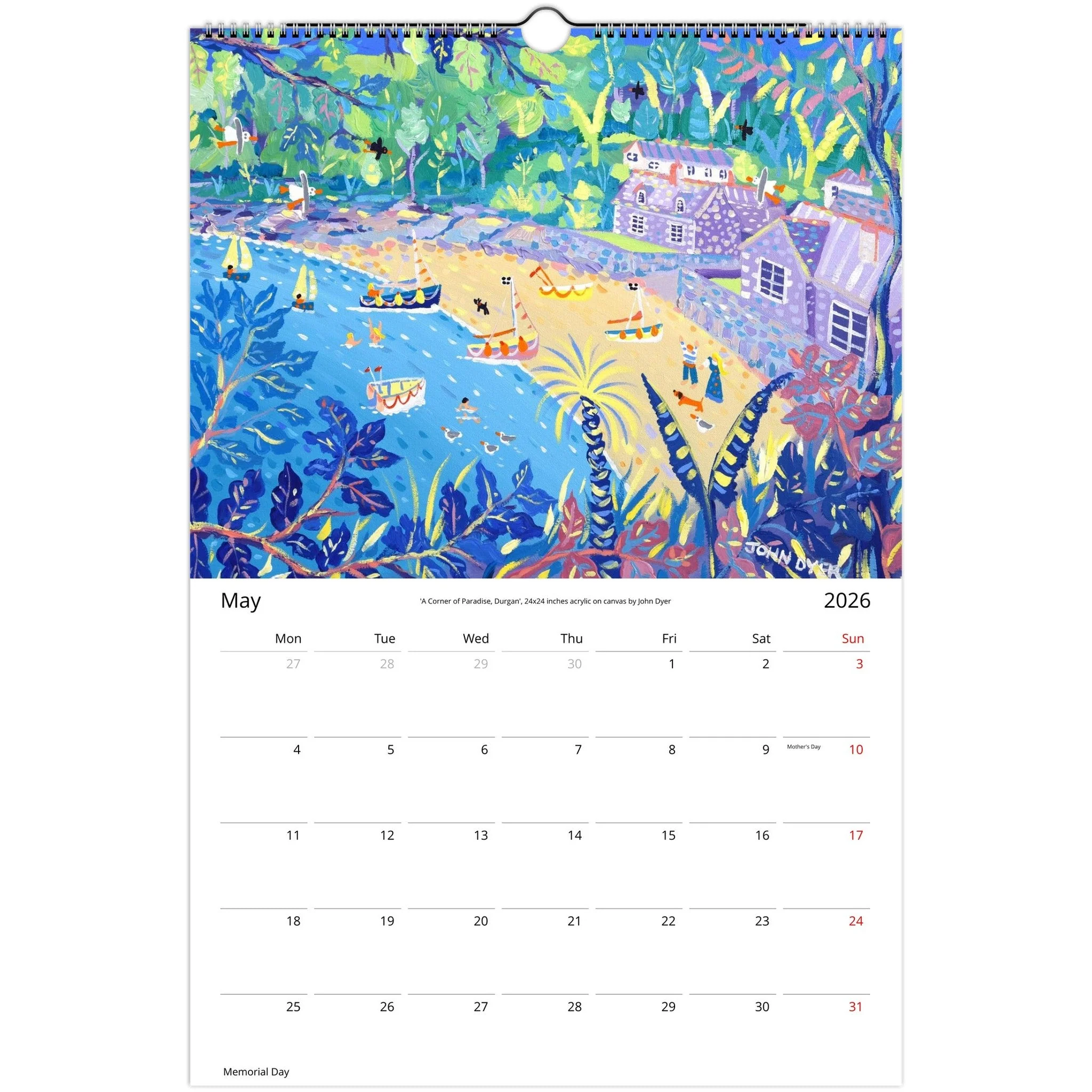 John Dyer 2026 11 x 16.5 inch Cornwall Art Wall Calendar (USA & CANADA) - Image 6