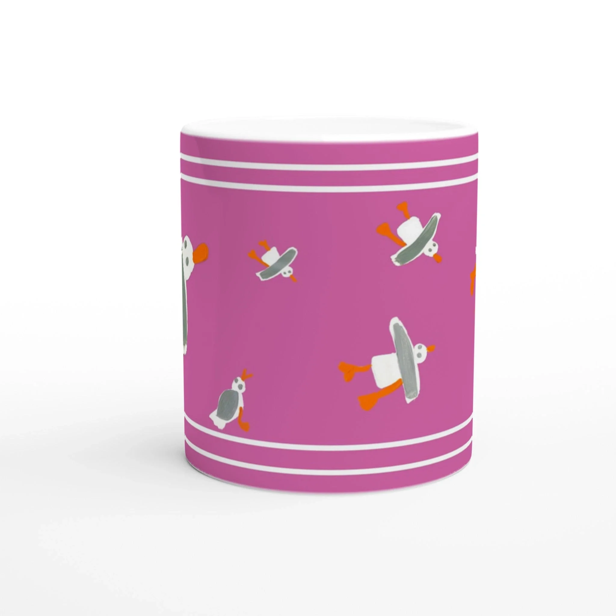 John Dyer Cornish Art Mug with Cornish Seagulls. Pink - Image 3