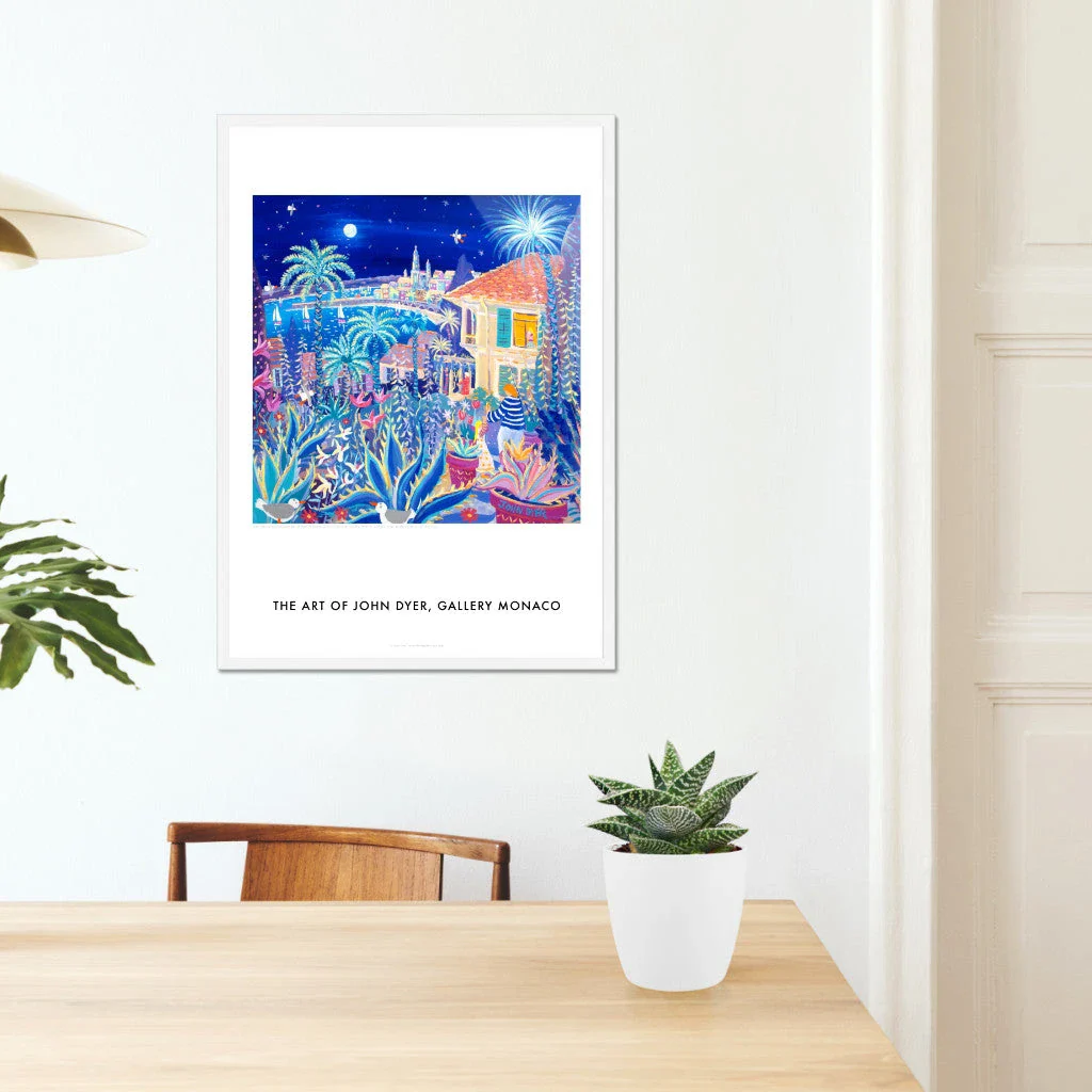 John Dyer Art Poster Print. Gallery Monaco Range. Moonlit Serenade, Clos du Peyronnet Garden, Menton, France - Image 6