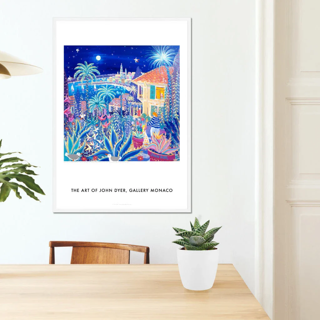 John Dyer Art Poster Print. Gallery Monaco Range. Moonlit Serenade, Clos du Peyronnet Garden, Menton, France - Image 7